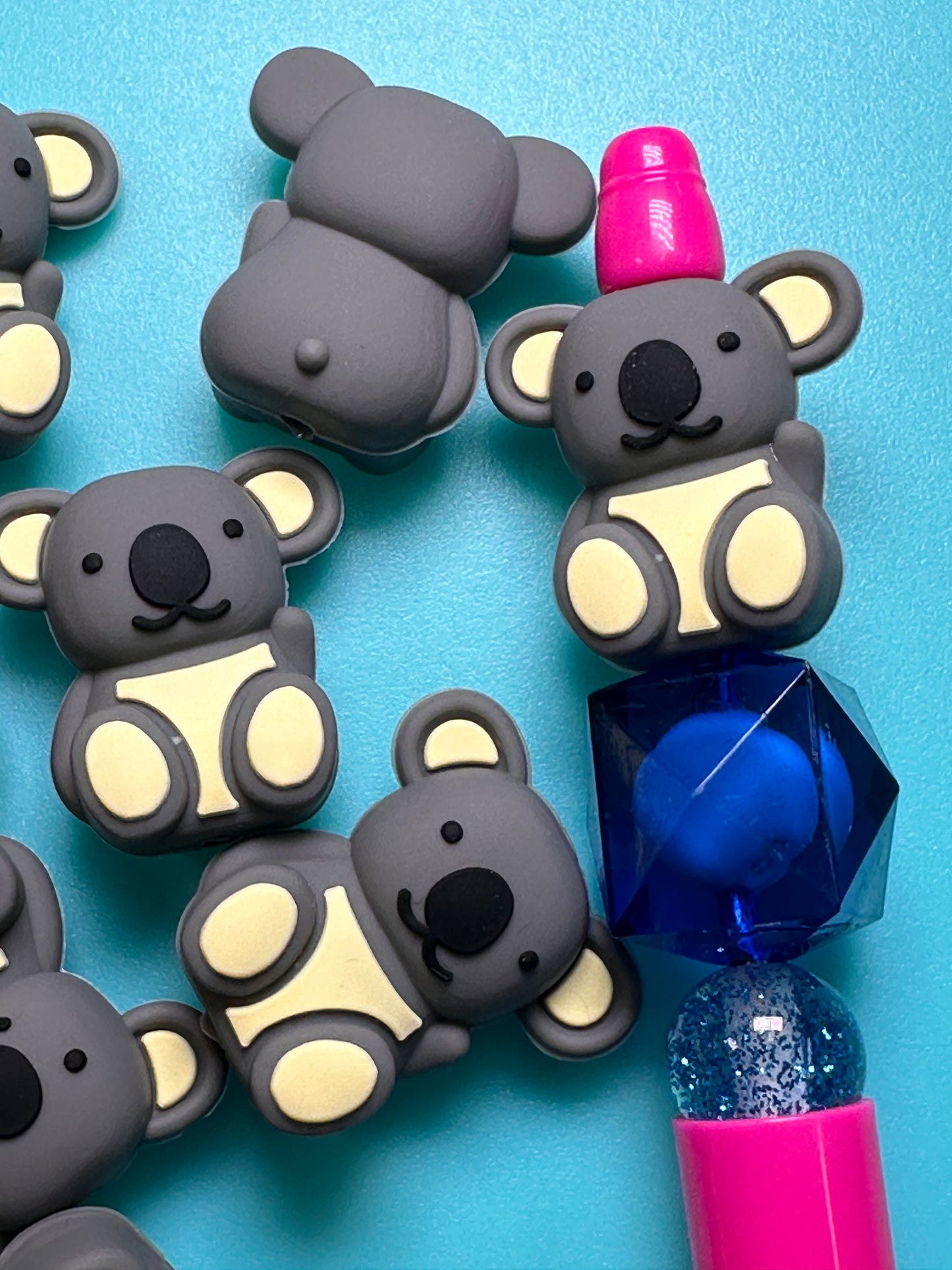 3D koala bear silicone focal bead/ cuddle bear