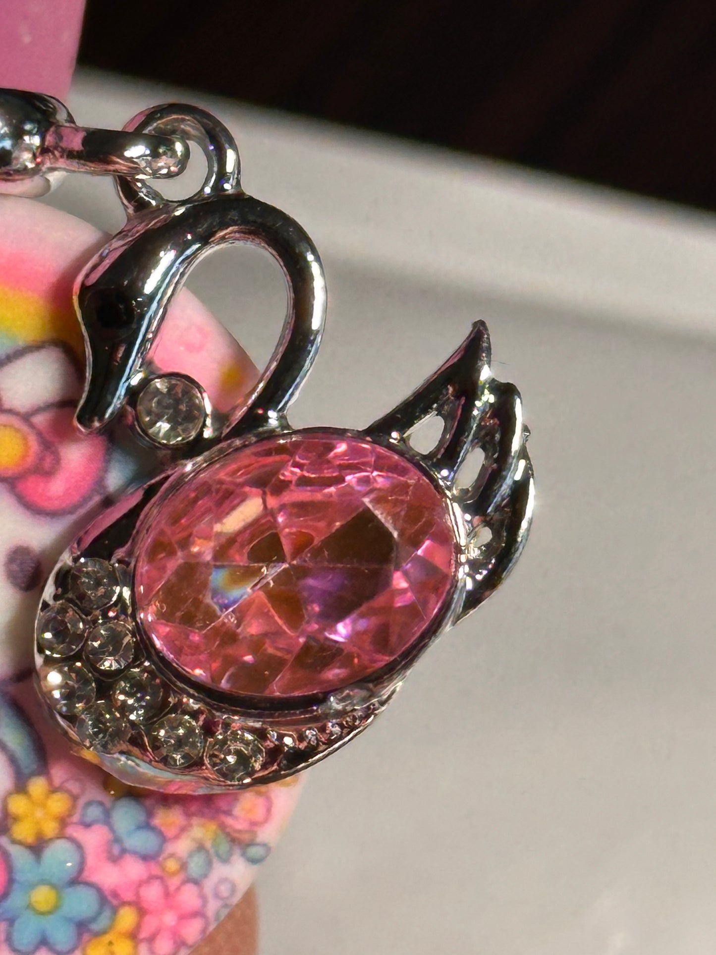 Fancy swan spacer dangling rhinestone beads/Five beads included/fancy Beads/ beadable pen/ keychain bead/ bail bead
