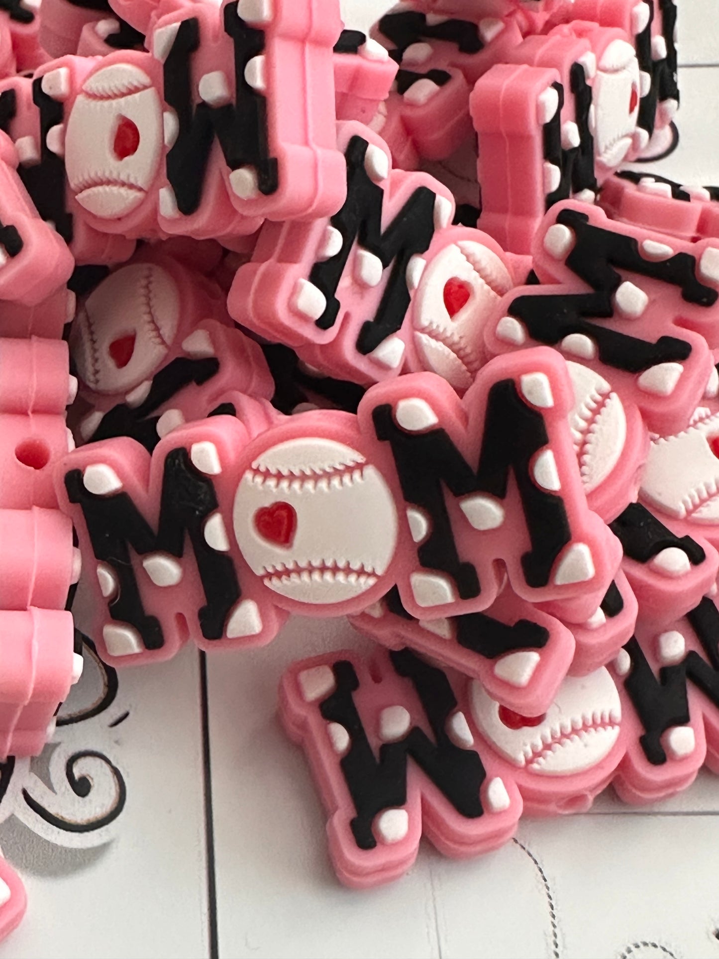 Baseball Mom Focal Bead/ beadable pen/ Silicone bead/keychain bead/