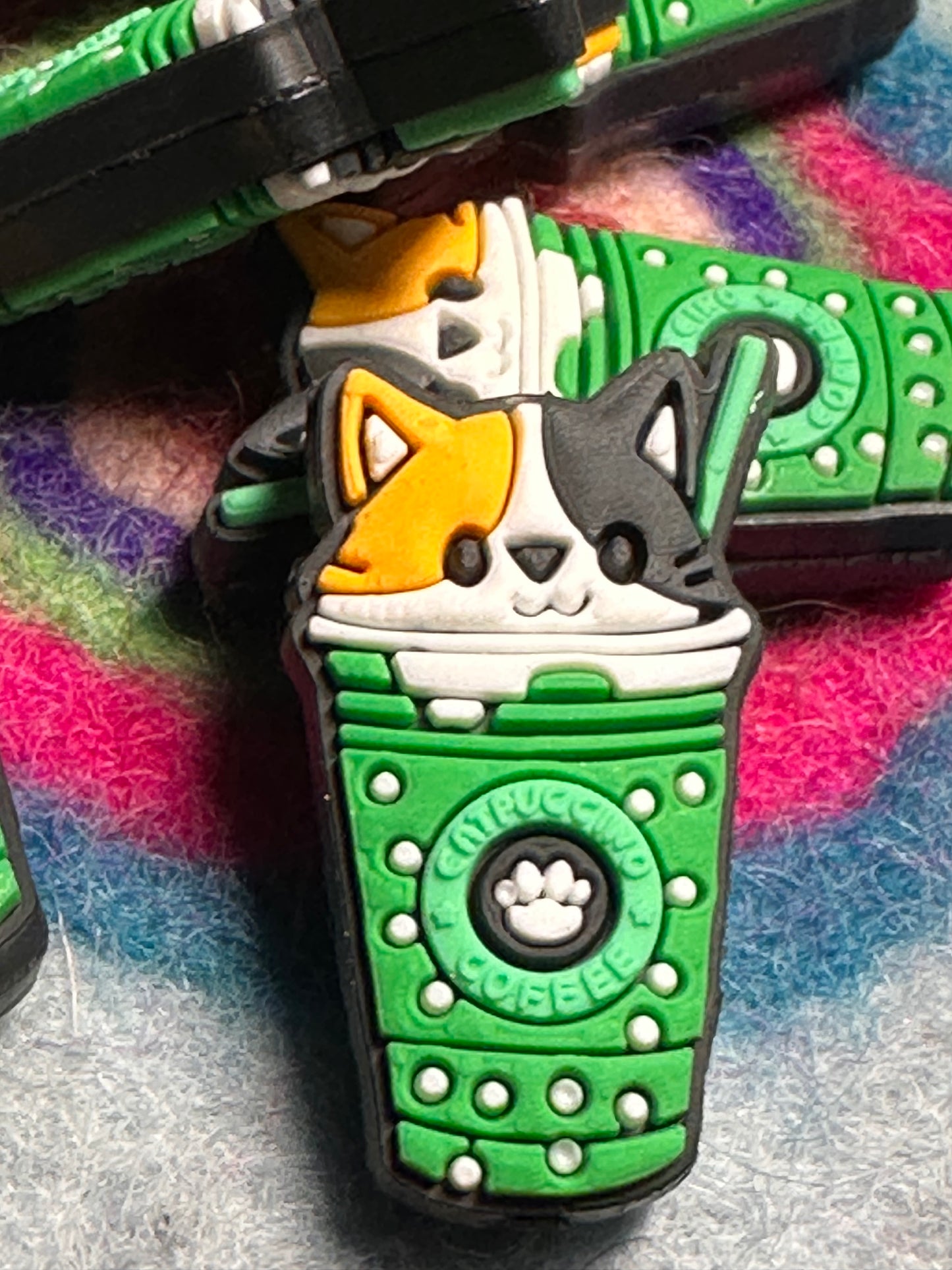 Coffee catpuccino Cat Focal Bead/ beadable pen/ Silicone bead/ animal/ keychain bead/ kitty/