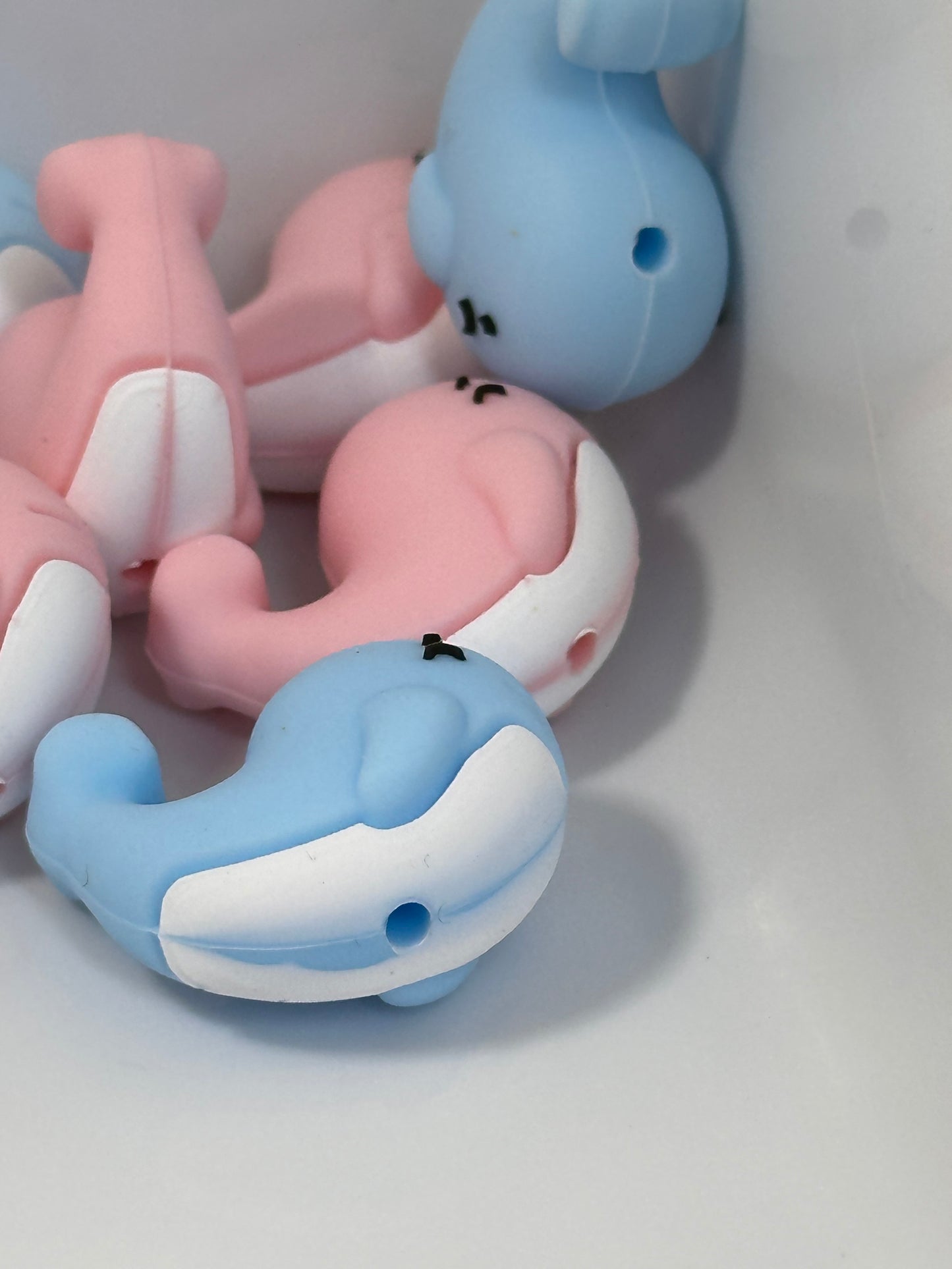 3D Pink or Blue whale focal bead