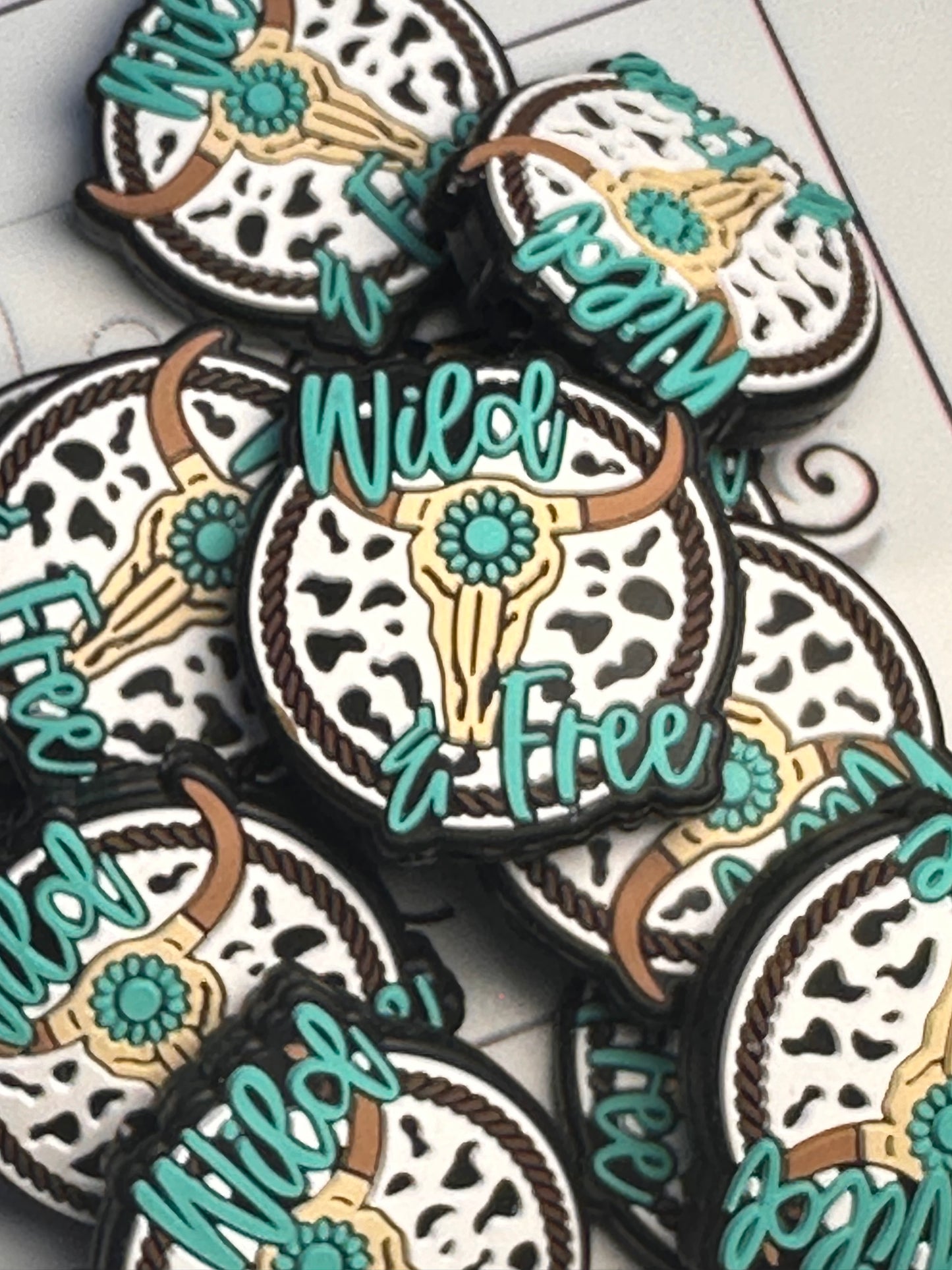 Western Steer skull Focal Bead/ beadable pen/ Silicone bead/keychain bead/