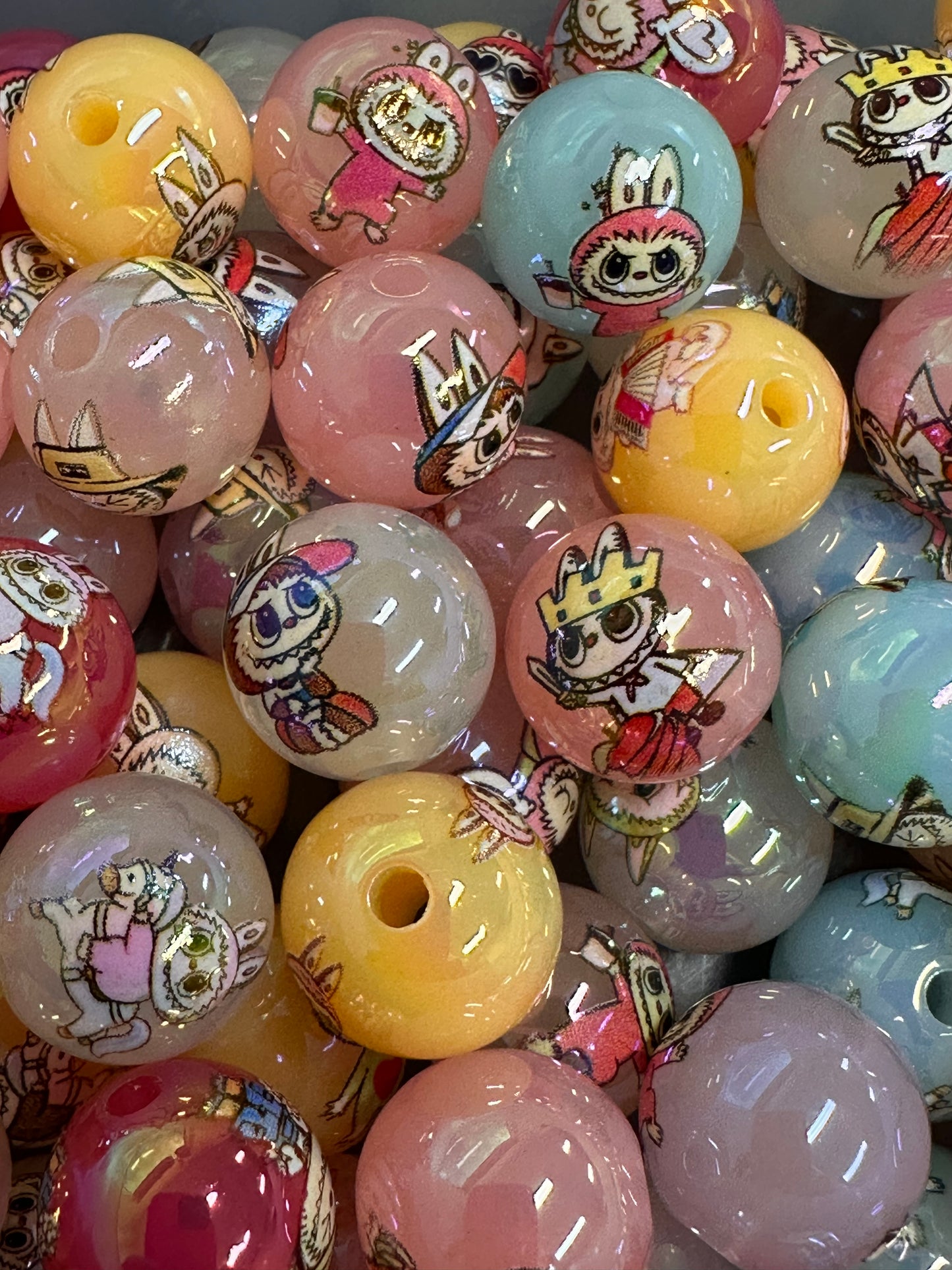 Labubu monster beads/ Ten (10) beads included assorted styles / colorful acrylic beads/for beadable pen / keychain beads/ DIY/approx. 16mm