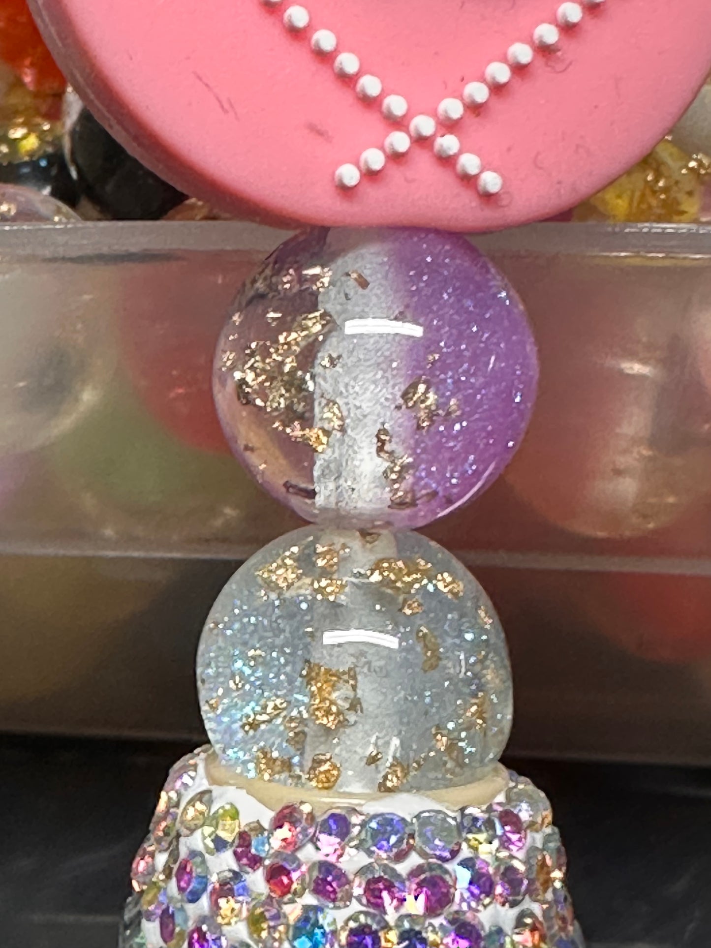 Beautiful 10mm colored with gold glitter beads/ DIY Bead/ beadable pen/ keychain bead/ gold speck beads/
