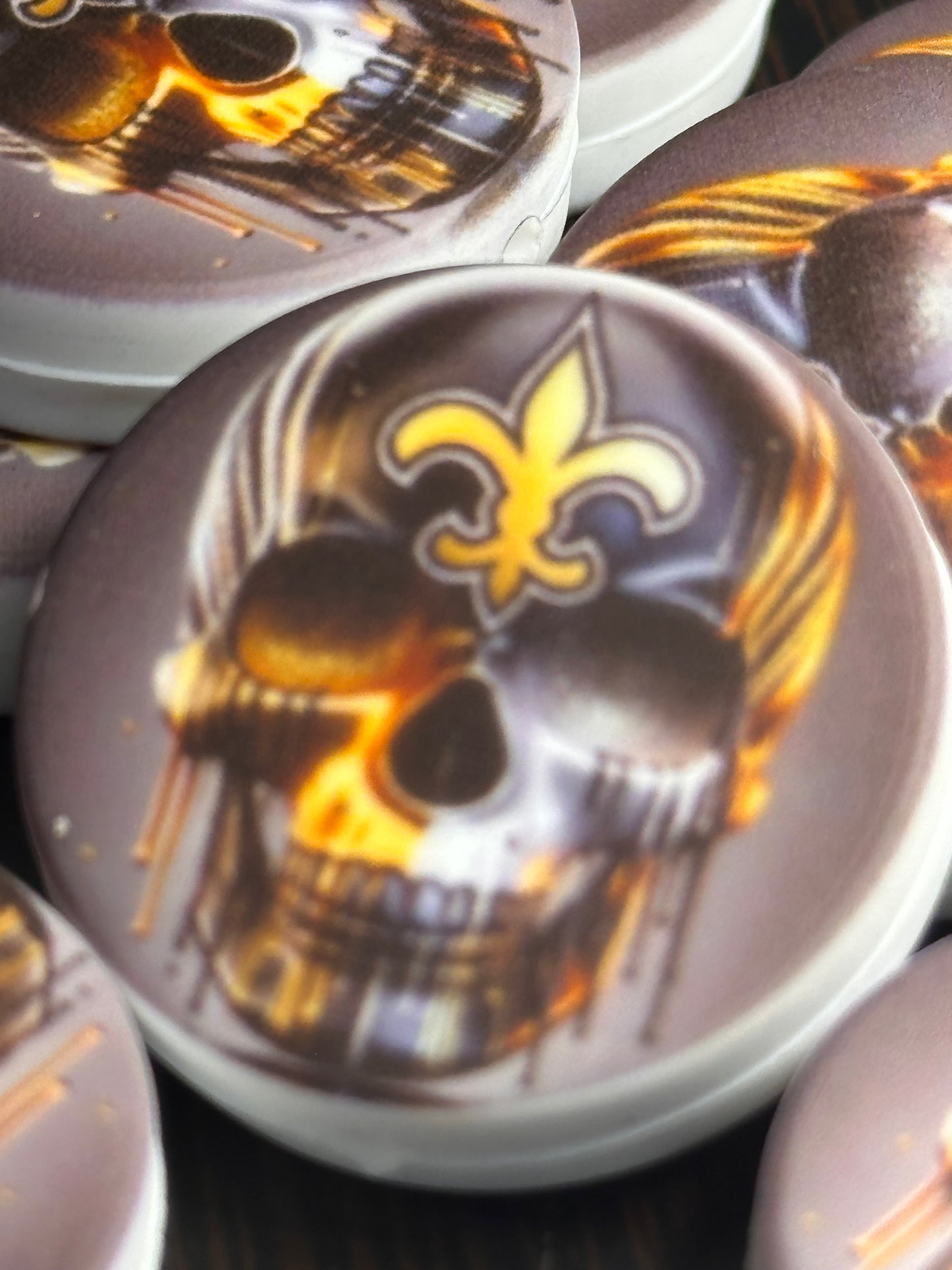 NEW Saints focal bead/ football/ printed silicone bead