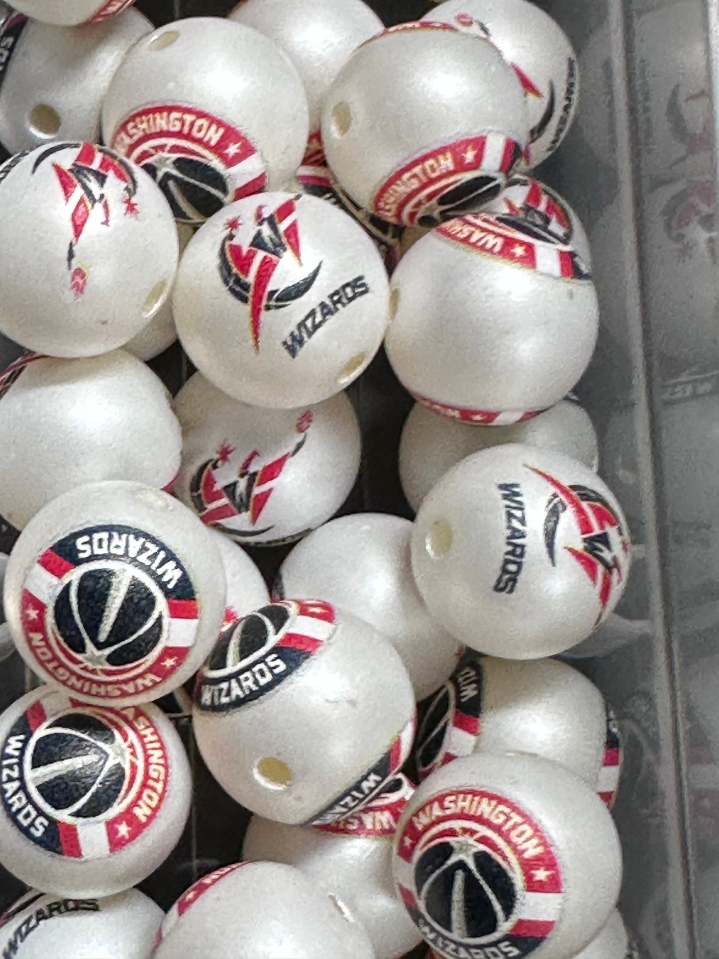 Washington wizards 16mm Sports Print Beads • Set of 10 • Great for Pens, Keychains & Crafts- basketball