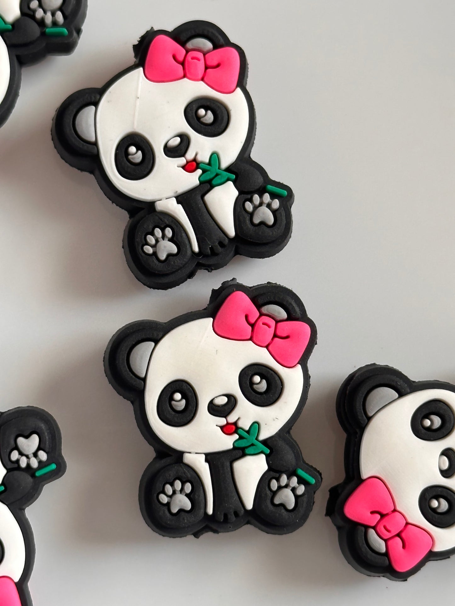 Panda bear with pink bow/ Focal Bead/ beadable pen/ Silicone bead/ keychain bead/ bear