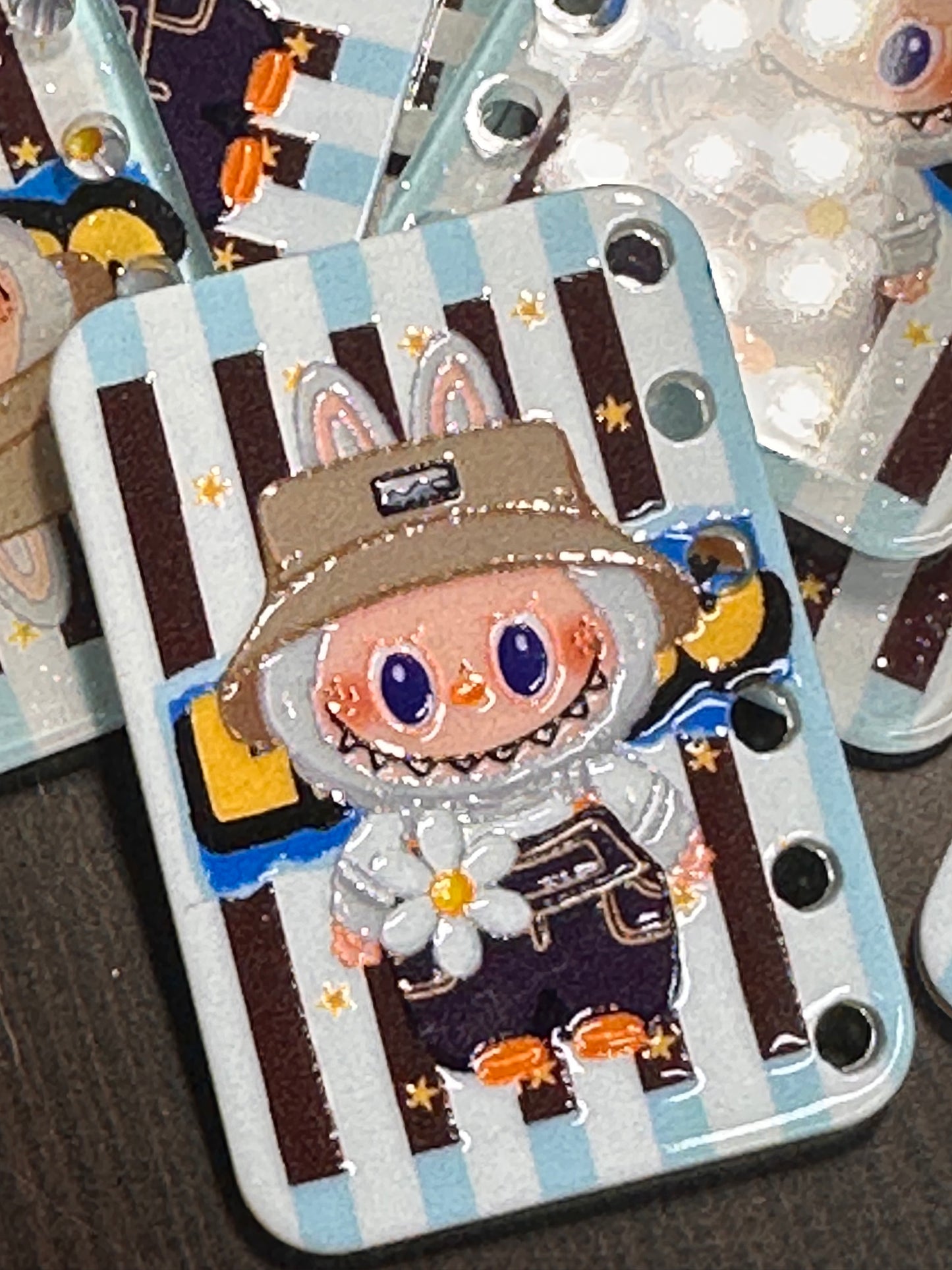 Labubu monster acrylic pendants/ Five (5) pendants included / keychain DIY/