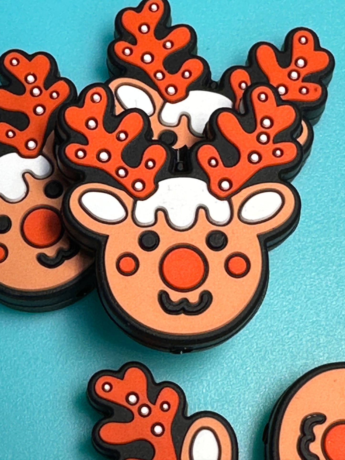 Christmas reindeer Focal Bead/ beadable pen/ Silicone bead/ keychain bead/