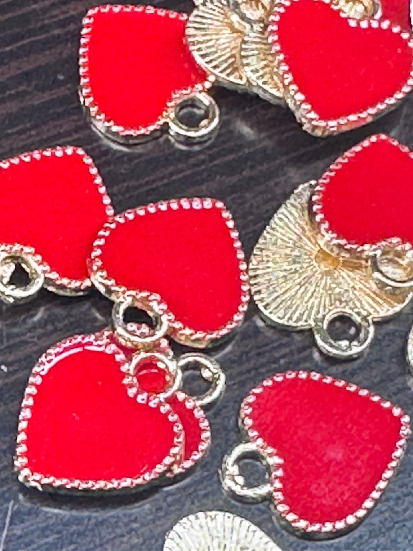Red hearts enamel metal charms/ DIY charm bracelet/ DIY necklace/ valentines day