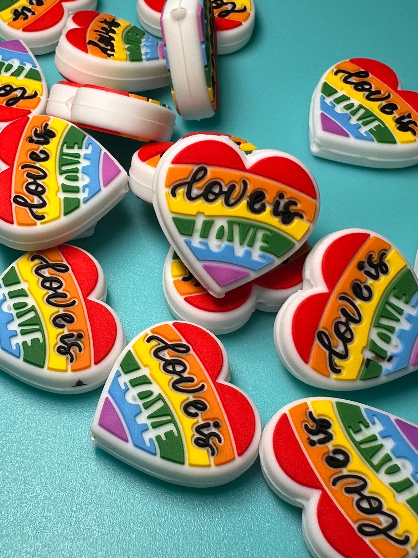 Love rainbow and hearts Focal Bead/ love is love