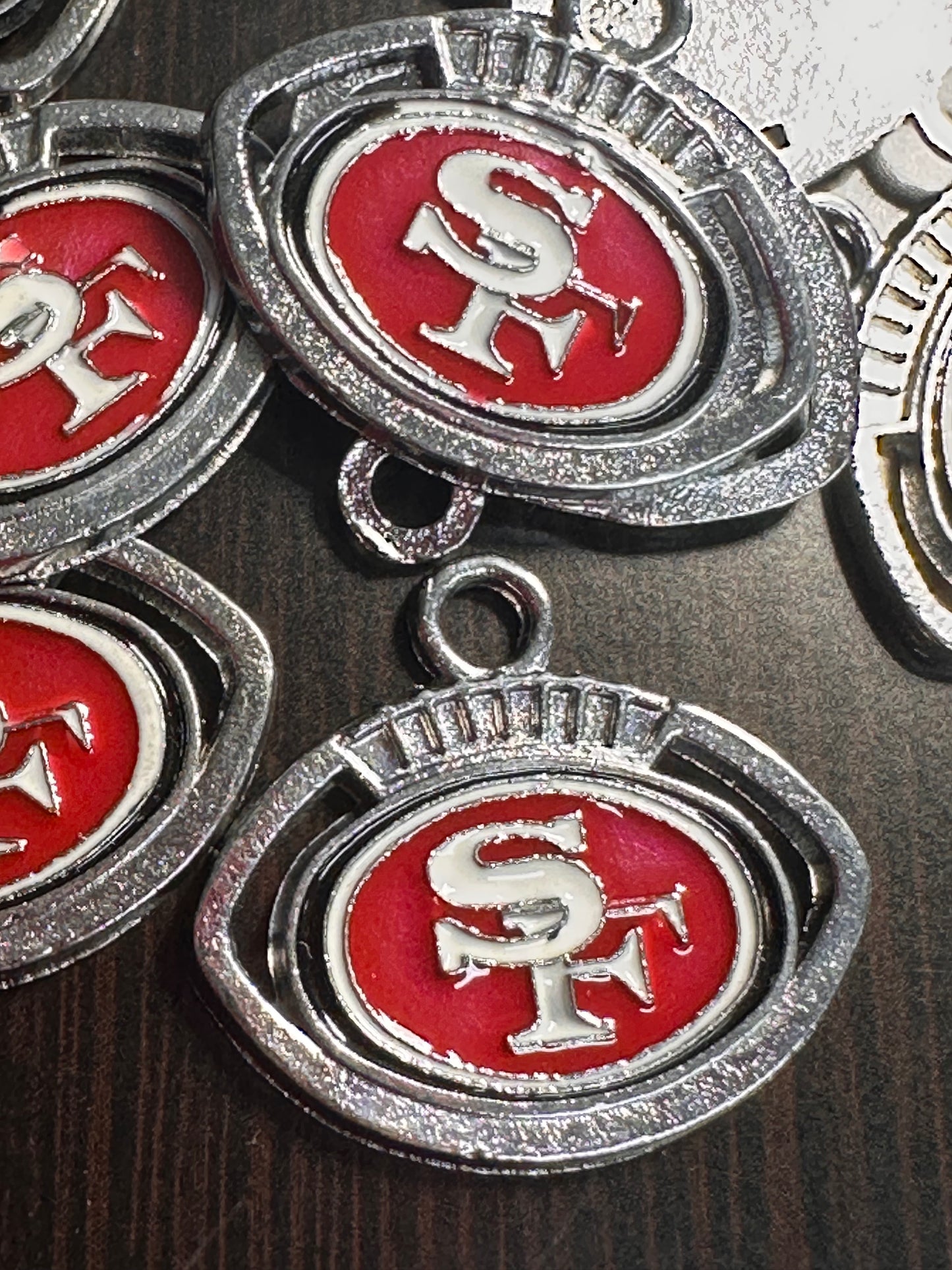 Enameled metal charms/ SF 49ers/ sports team pendant/ DIY charm bracelet/ DIY necklace