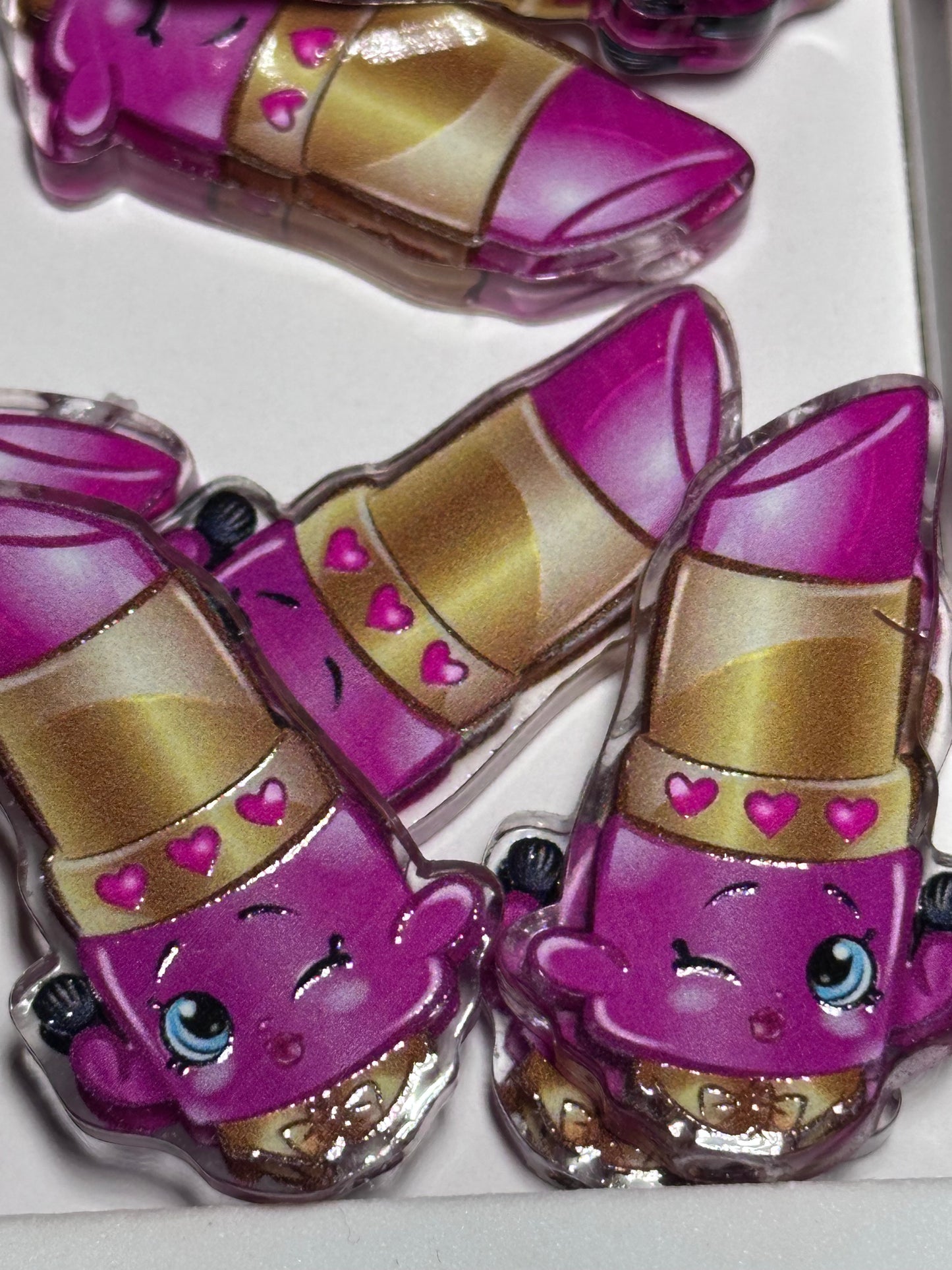 Lipstick acrylic focal bead- set of 2/ focal bead/ pen beading / keychain bead/
