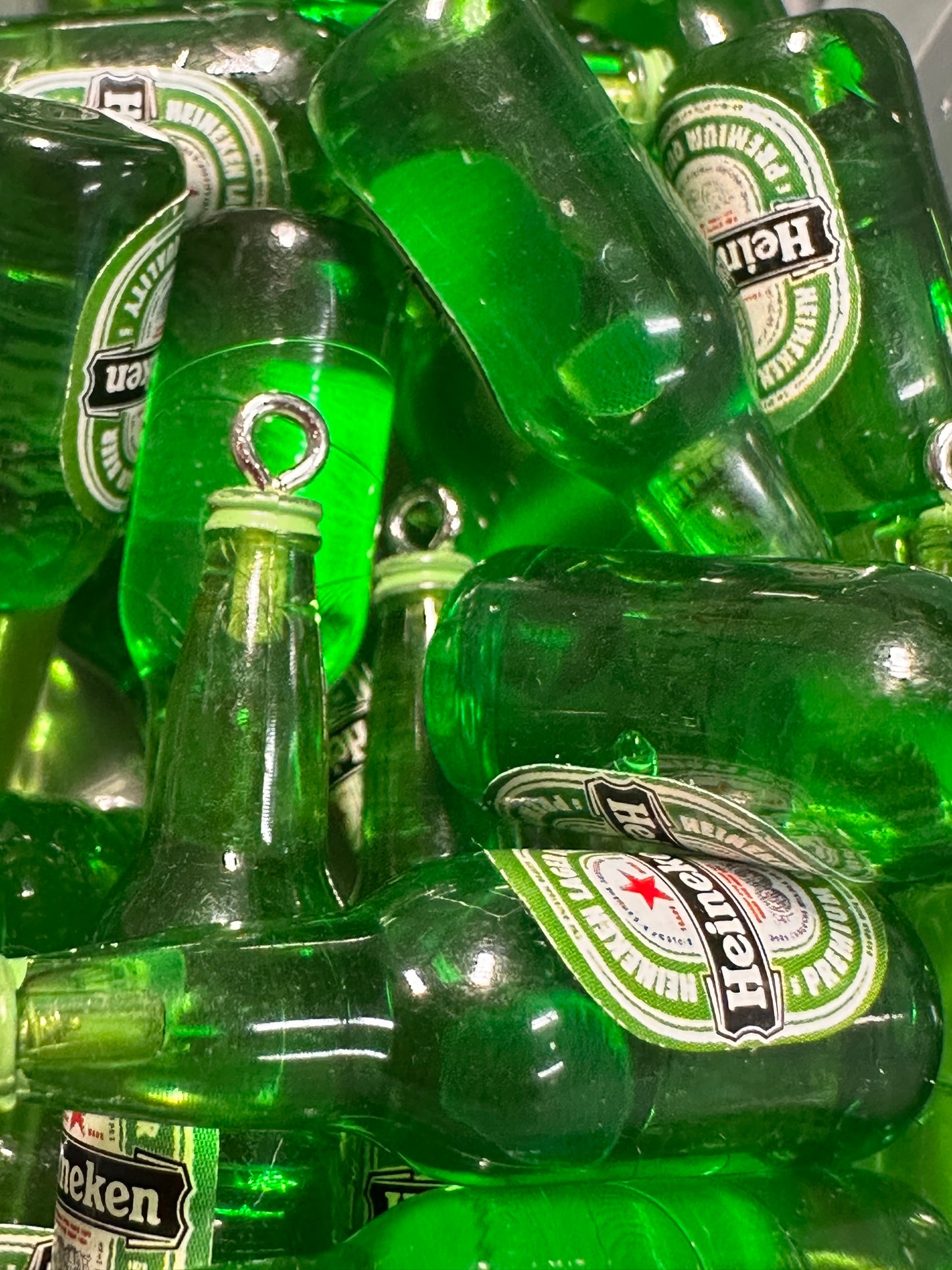Mini Bottle Charms – Resin Drink Beads for Keychains, Jewelry & DIY Crafts/ green bottle
