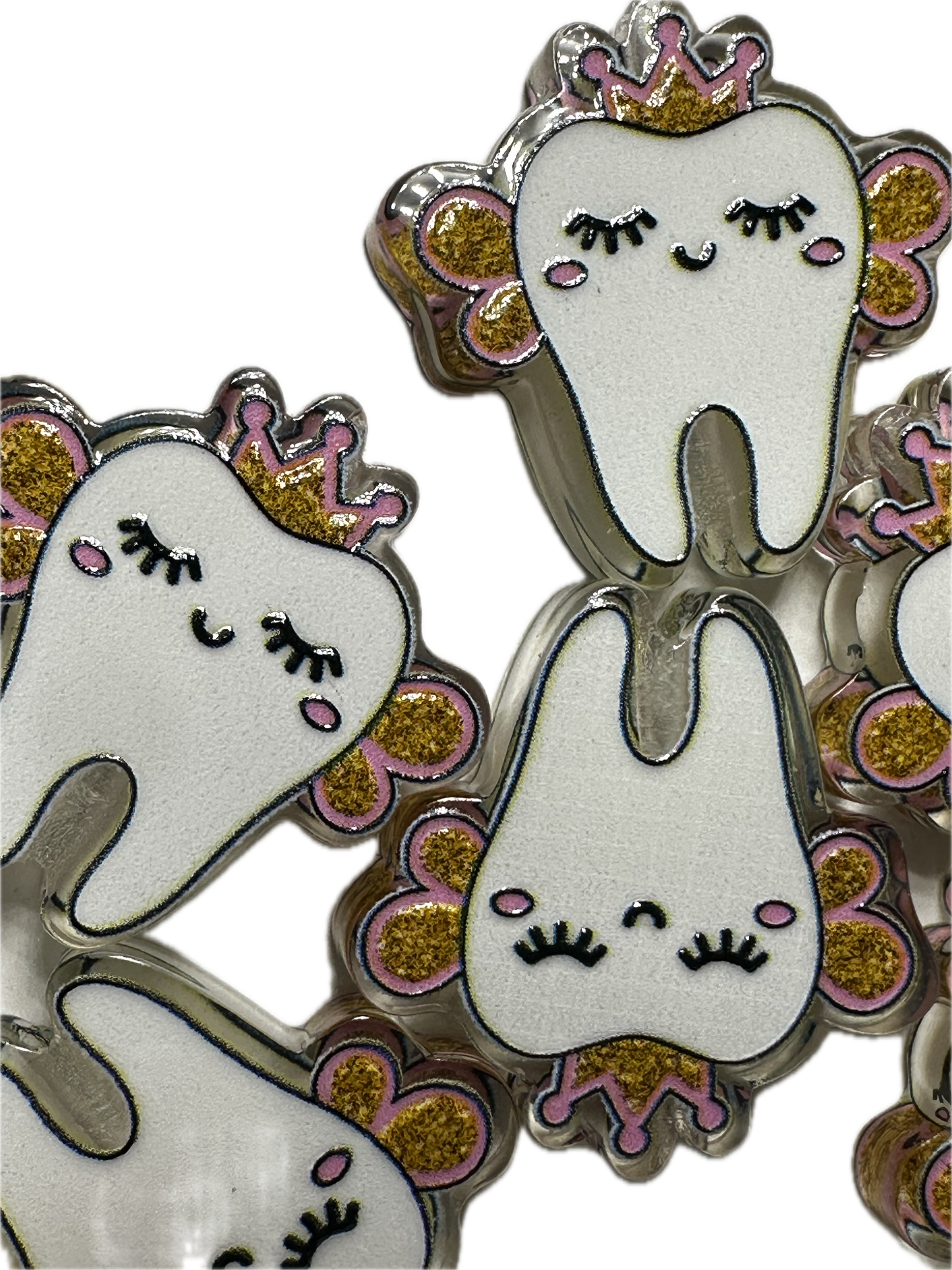 Tooth with crown design acrylic focal bead- set of 2/ focal bead/ pen beading / keychain bead/Dentist