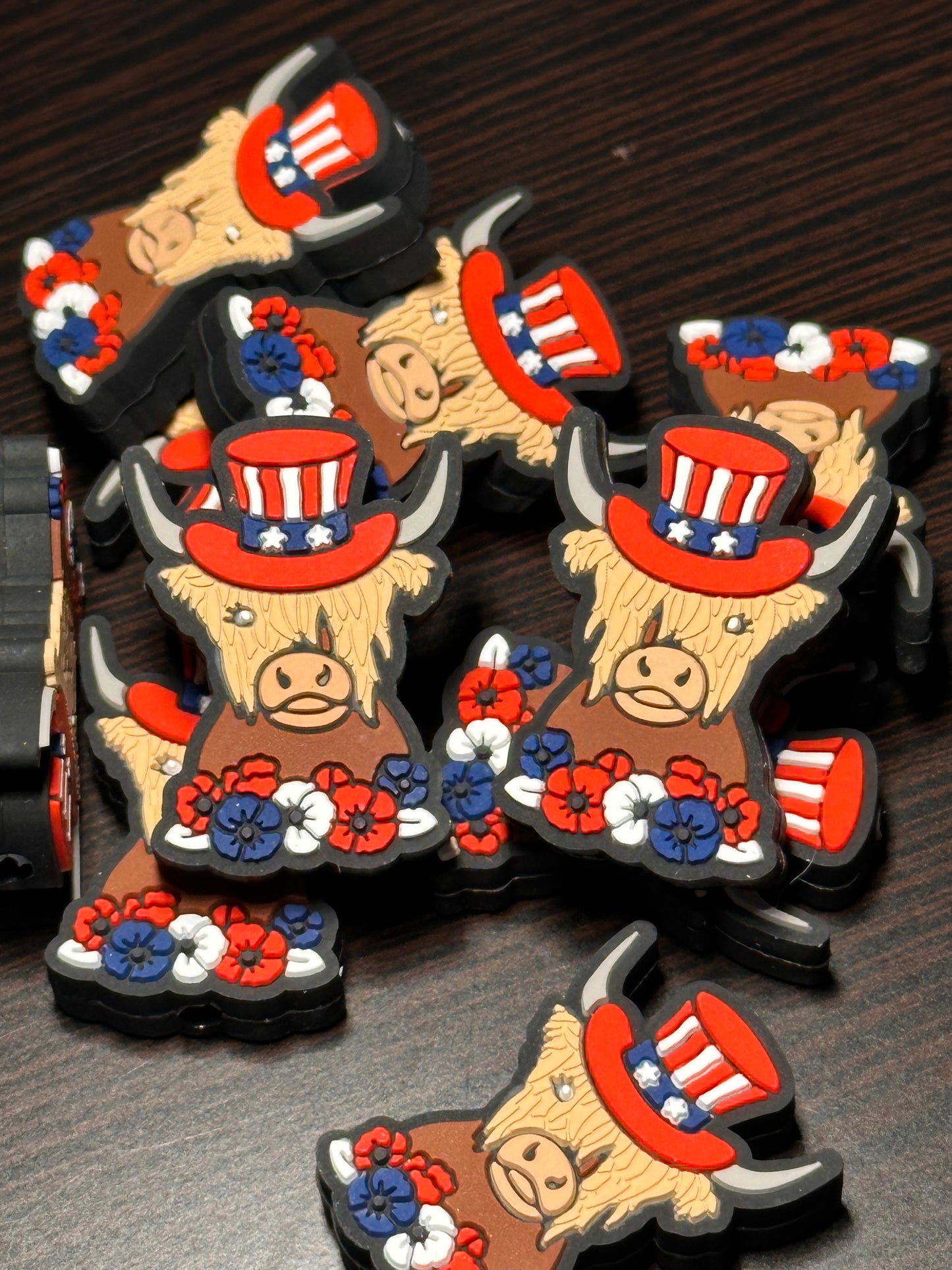 Patriotic Focal Bead/ American cow/ Stars and Stripes/ Highlander