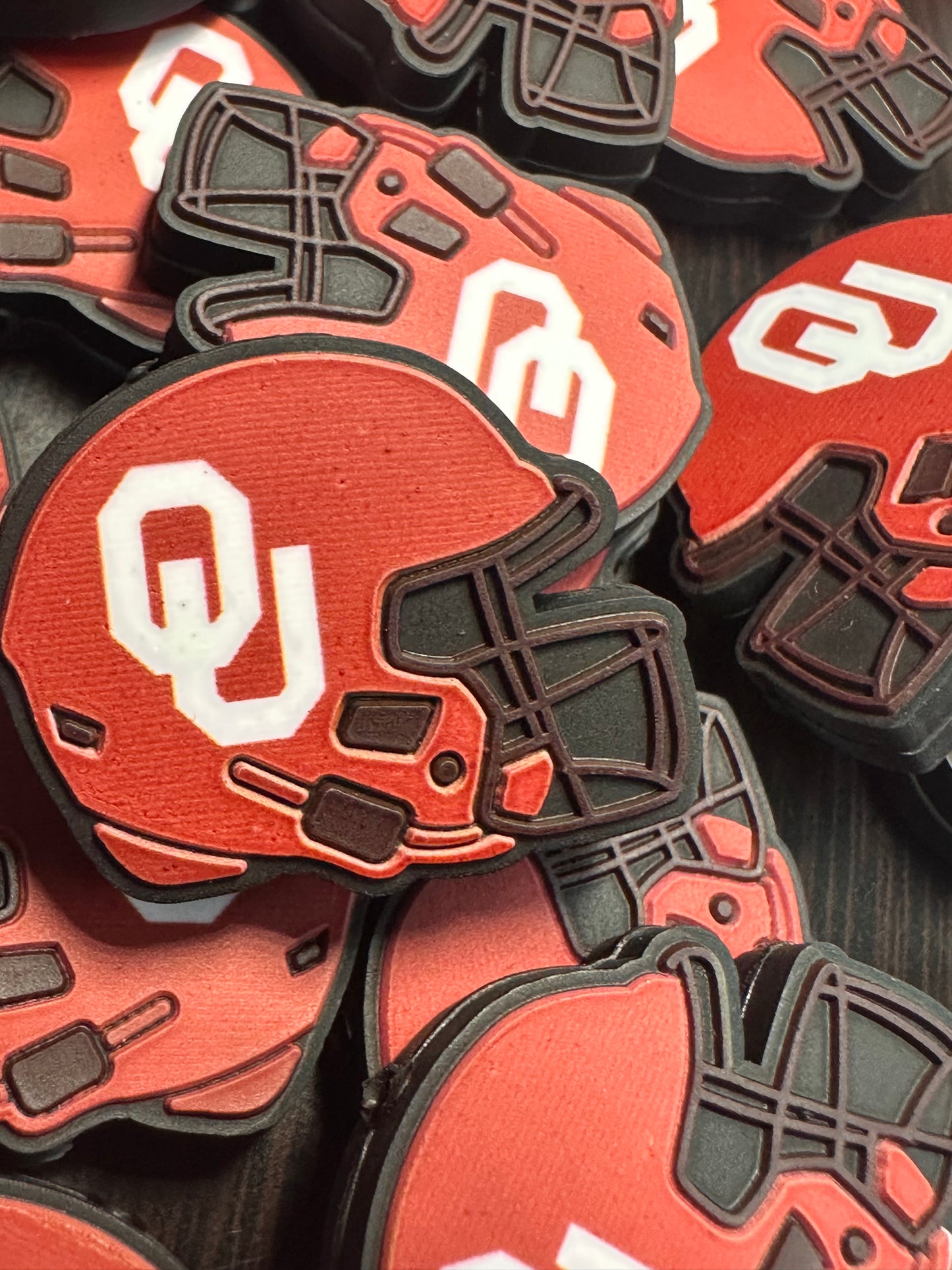 University of Oklahoma helmet shaped focal bead / football / helmet