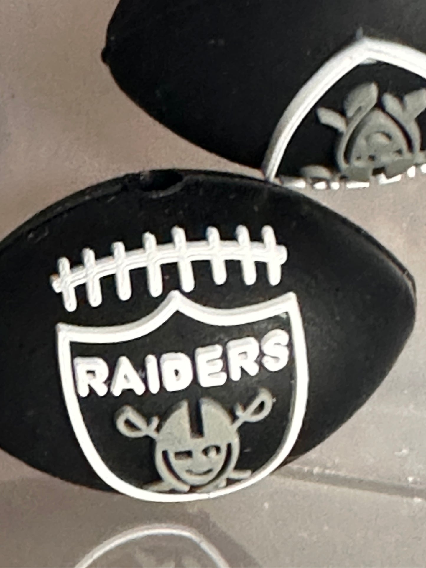 3D Las Vegas Raiders focal bead / football shaped silicone bead