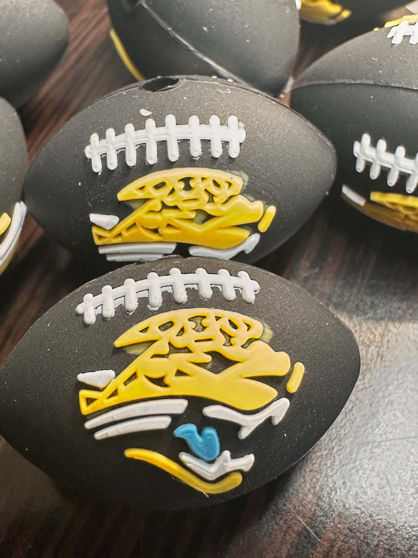 3D Jacksonville Jaguars focal bead / Football shaped silicone bead