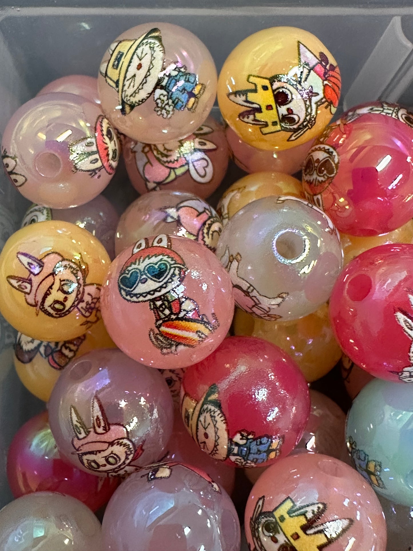 Labubu monster beads/ Ten (10) beads included assorted styles / colorful acrylic beads/for beadable pen / keychain beads/ DIY/approx. 16mm