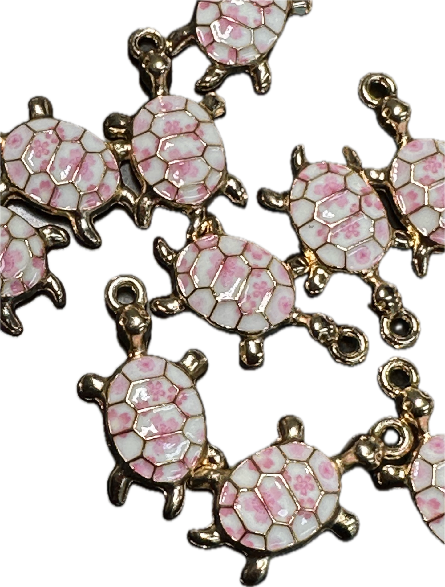 Pink enameled metal turtle charm/ DIY-earrings,necklace,charm bracelet/ sea turtle