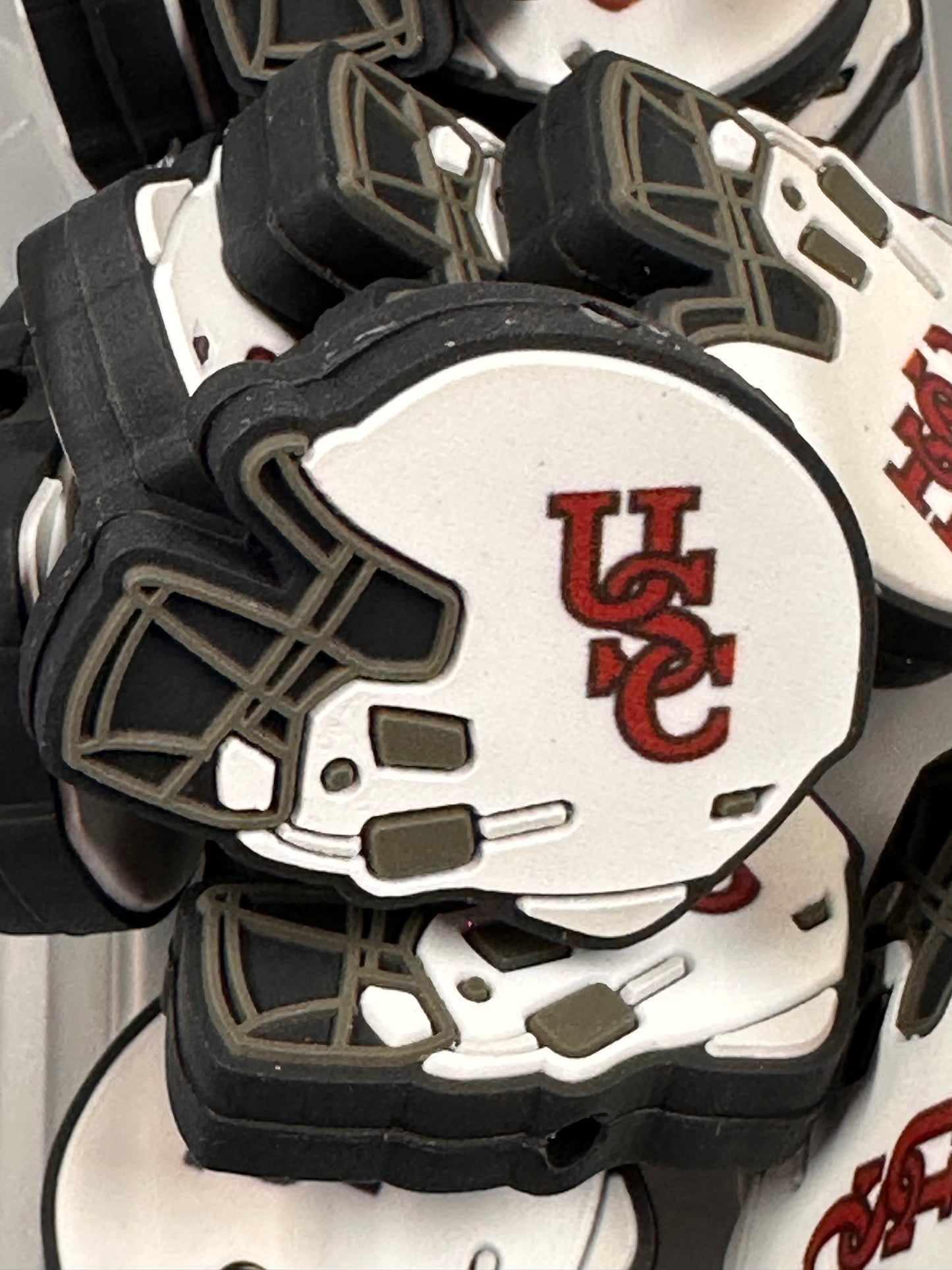 University of South Carolina focal bead / football helmet silicone bead