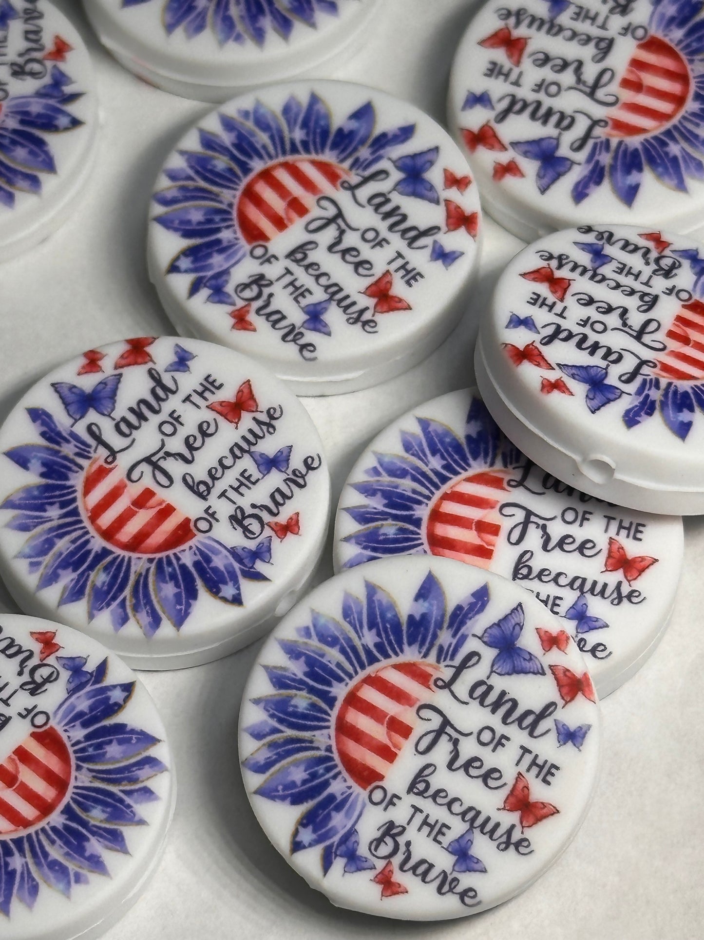 American Flag/ Focal Bead/ USA/ beadable pen/ Silicone bead/ keychain bead/ Patriotic/ Fourth of July/ America / flower/ butterfly