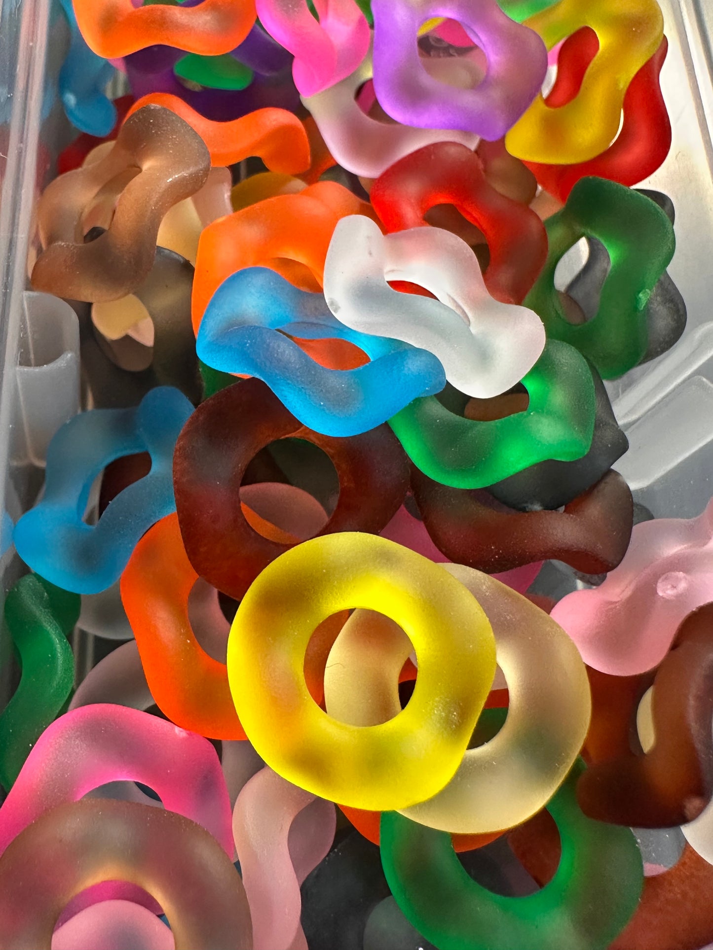Acrylic wavy translucent frosted spacer beads/ jewelry spacer/ beadable pen beads/ keychain bead/ DIY/ approximately 16mm/ large hole