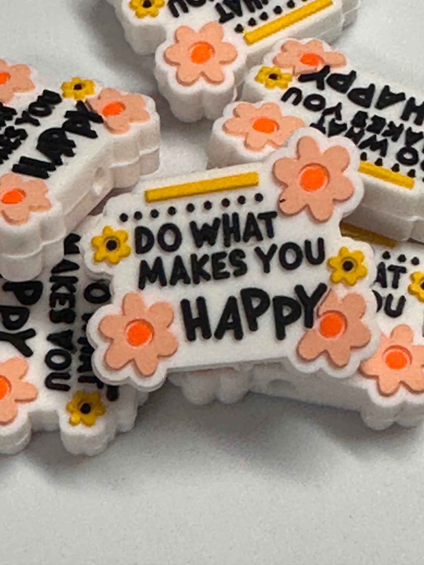 Do what makes you happy Focal Bead/ beadable pen/ Silicone bead/ keychain beads/ flowers