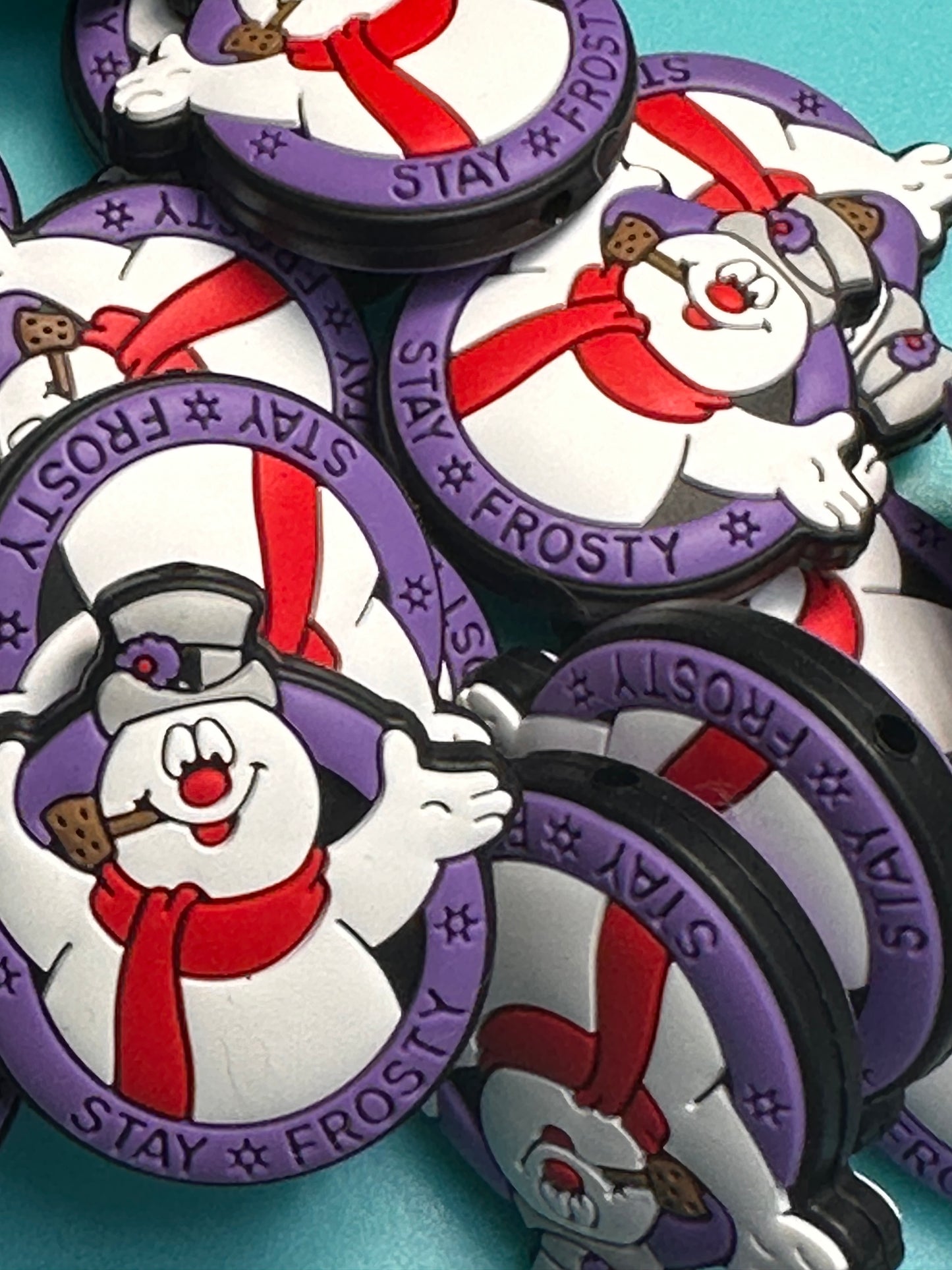 Christmas/ Focal Bead/ bead able pen/ Silicone bead/ keychain bead/frosty/ snowman