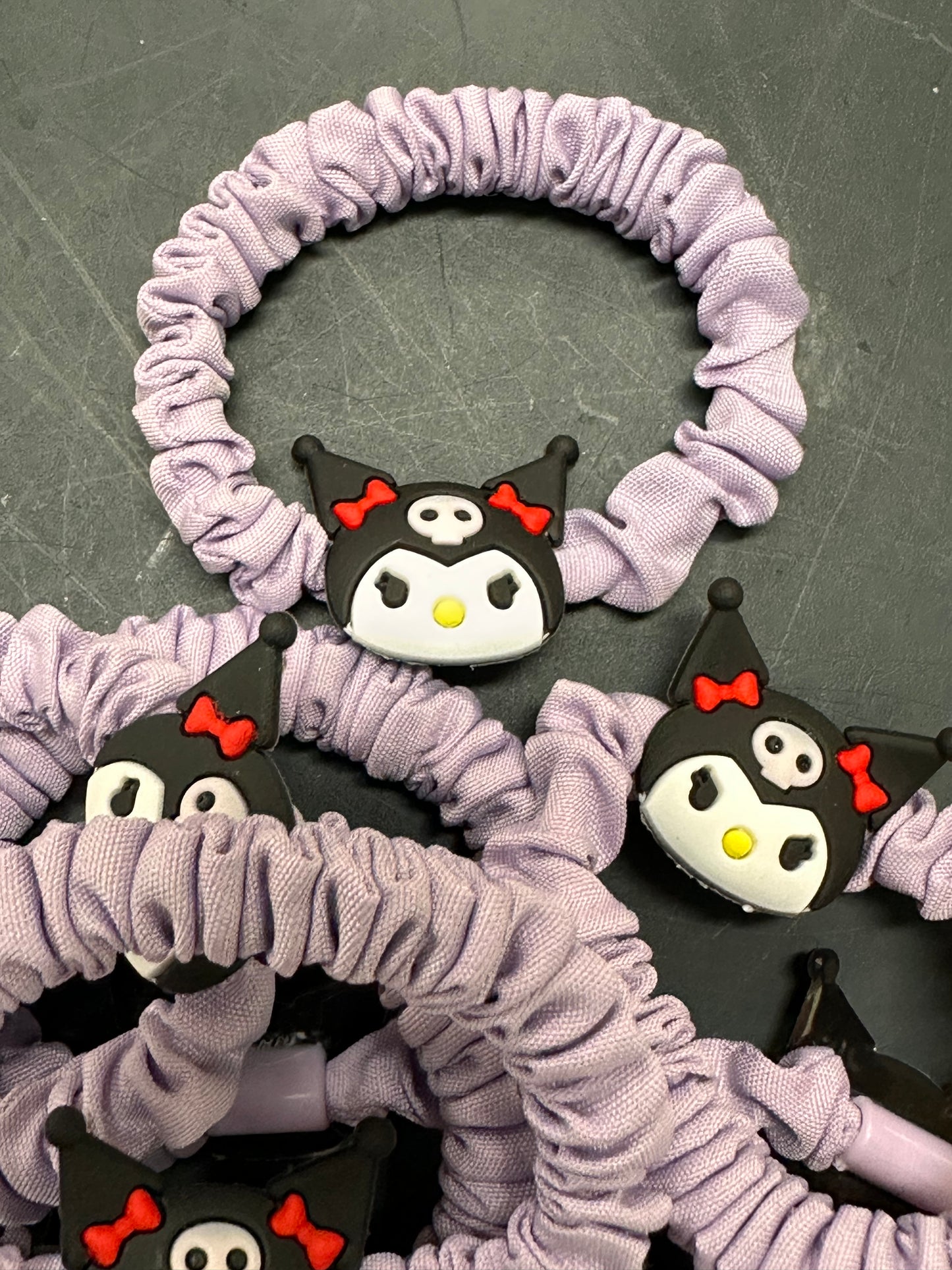 Cute Kuku purple Scrunchie | Soft Elastic Hair Tie | Kawaii Style Hair Accessory- set of 3