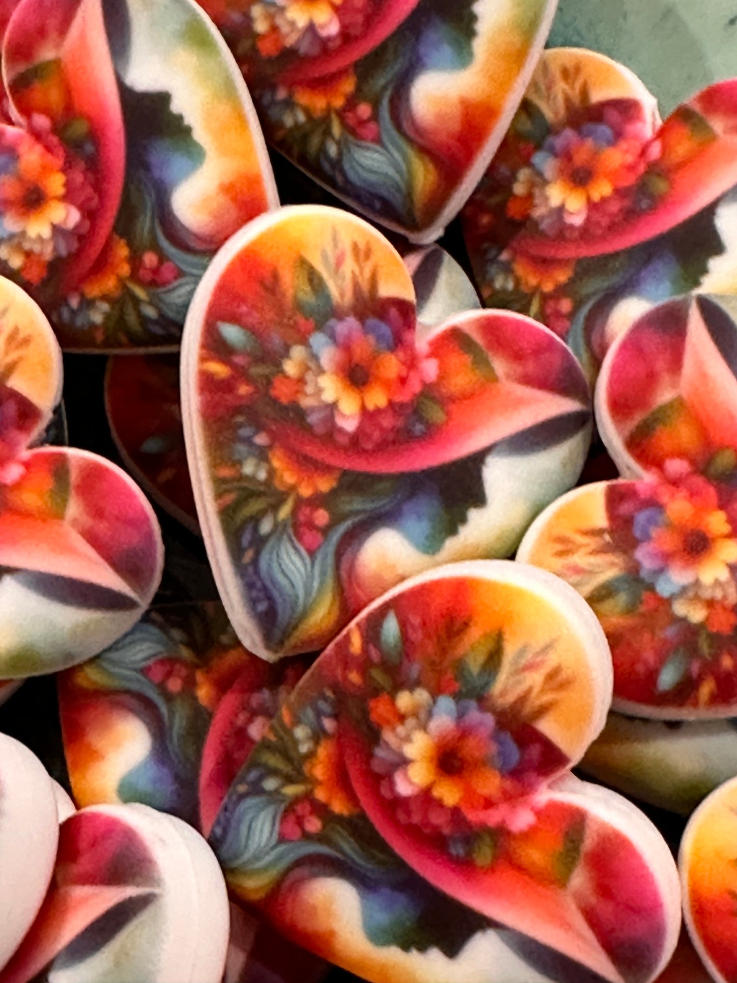 Heart Focal Bead / lady in hat bead / colorful