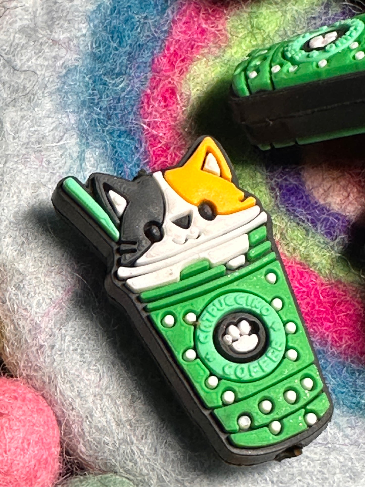 Coffee catpuccino Cat Focal Bead/ beadable pen/ Silicone bead/ animal/ keychain bead/ kitty/