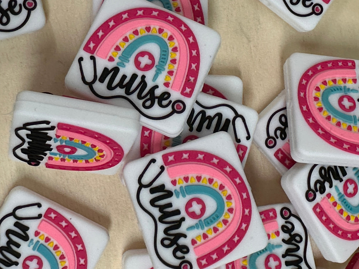Nurse silicone focal bead/ rainbow
