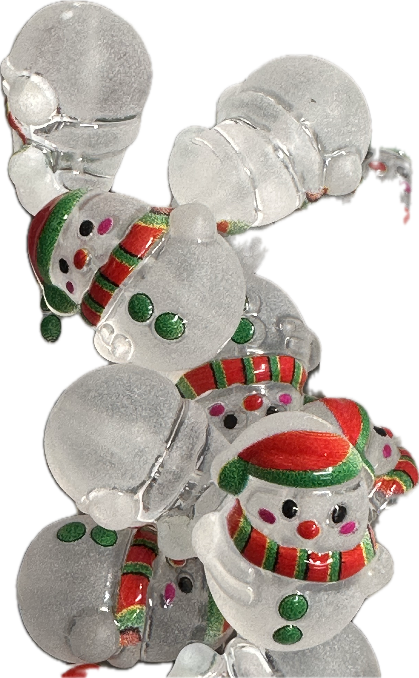 Ten (10) frosted snowman acrylic beads /16mm x 20mm beads / acrylic bead/ keychain bead/ jewelry/Christmas/ only twists on to pmake a topper