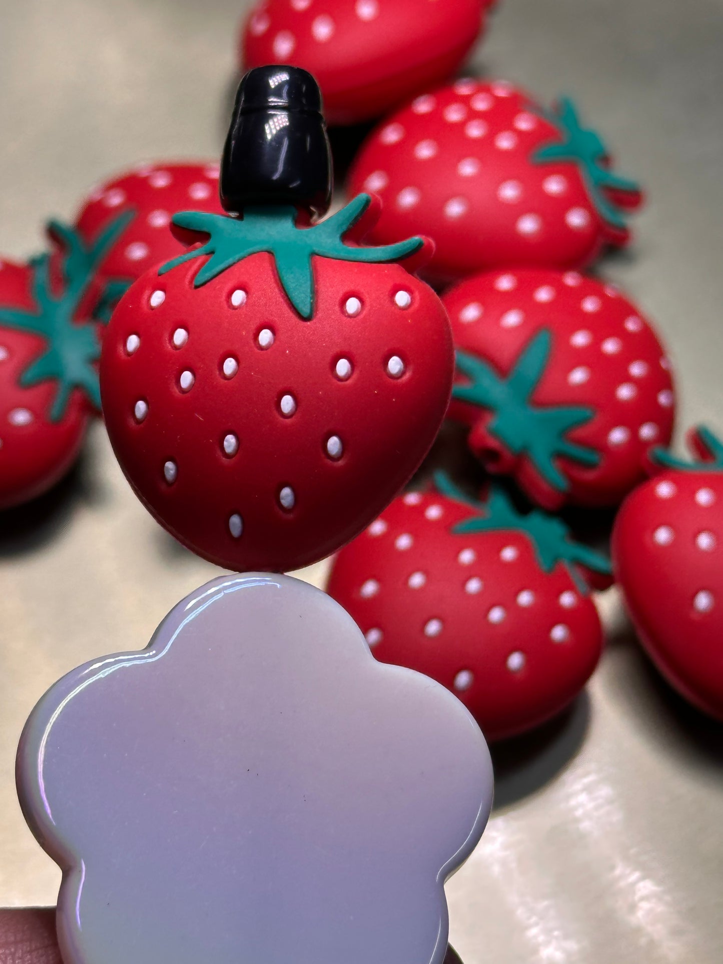 3D Strawberry focal bead/ silicone bead for pen beading/