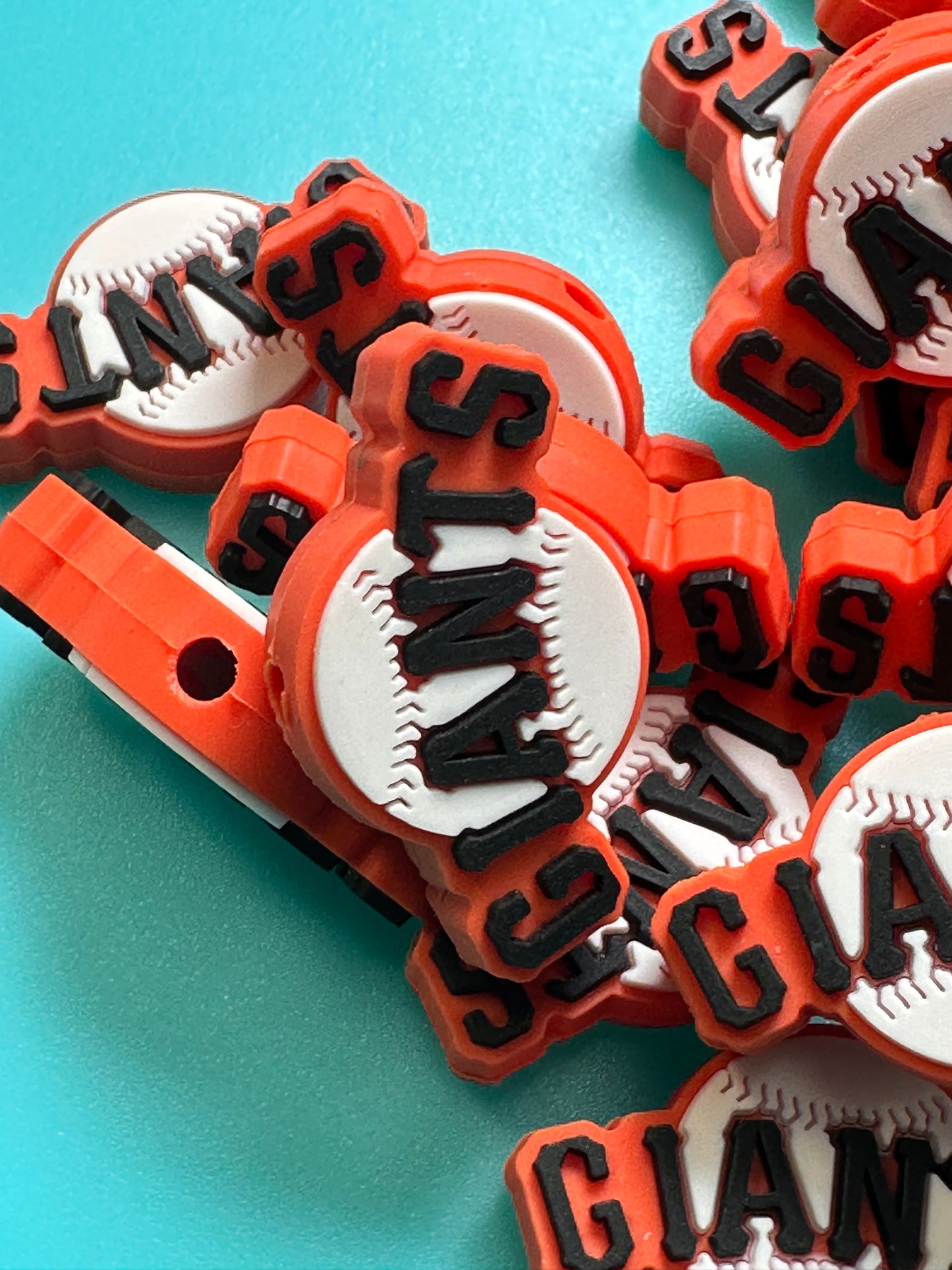 Giants Focal Bead/ beadable pen/ Silicone bead/ keychain bead/baseball