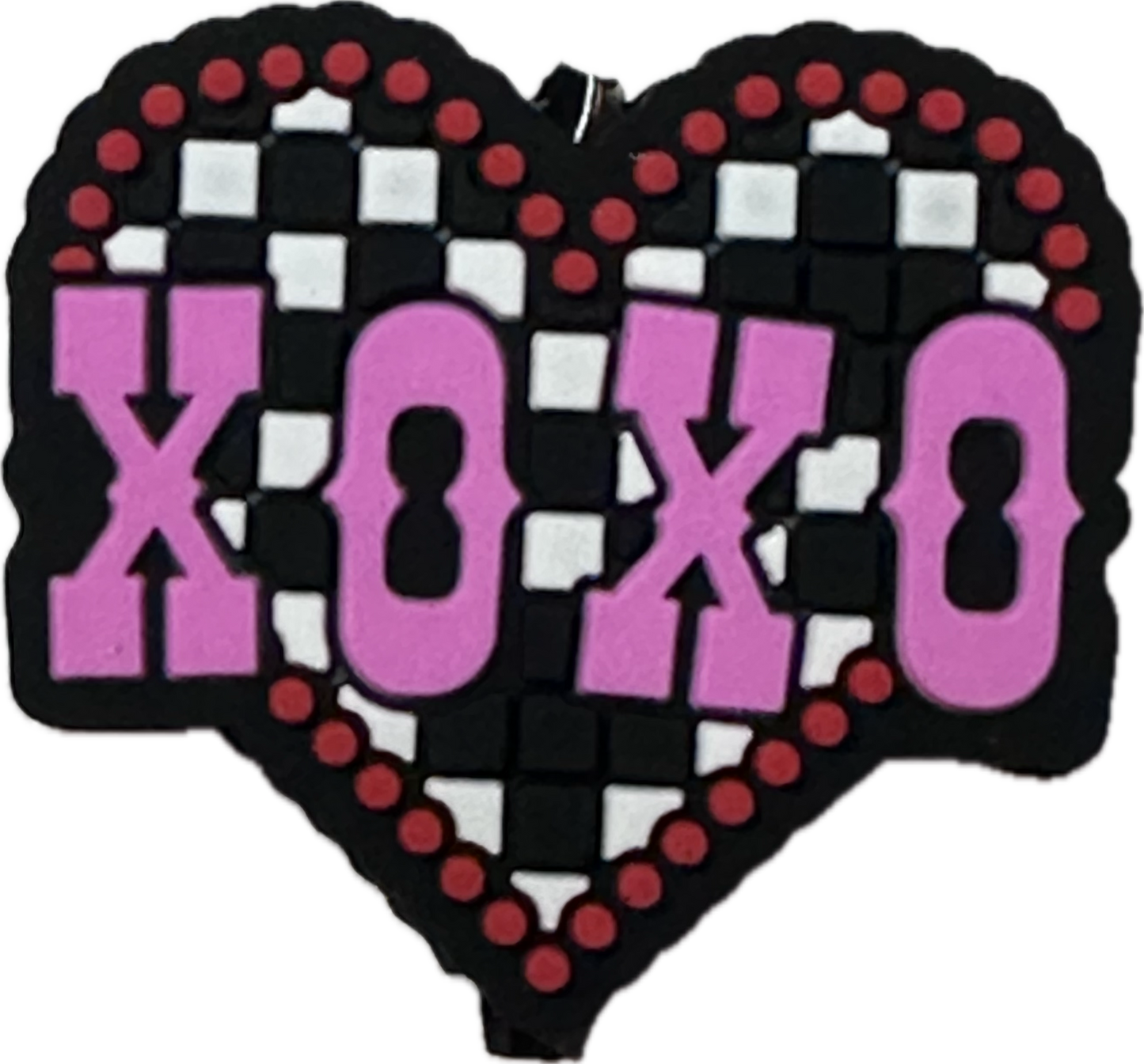 Heart Love XOXO beads/ beadable pen/ Silicone bead/ keychain bead/Valentines Day hearts/ checkered/ racing flag
