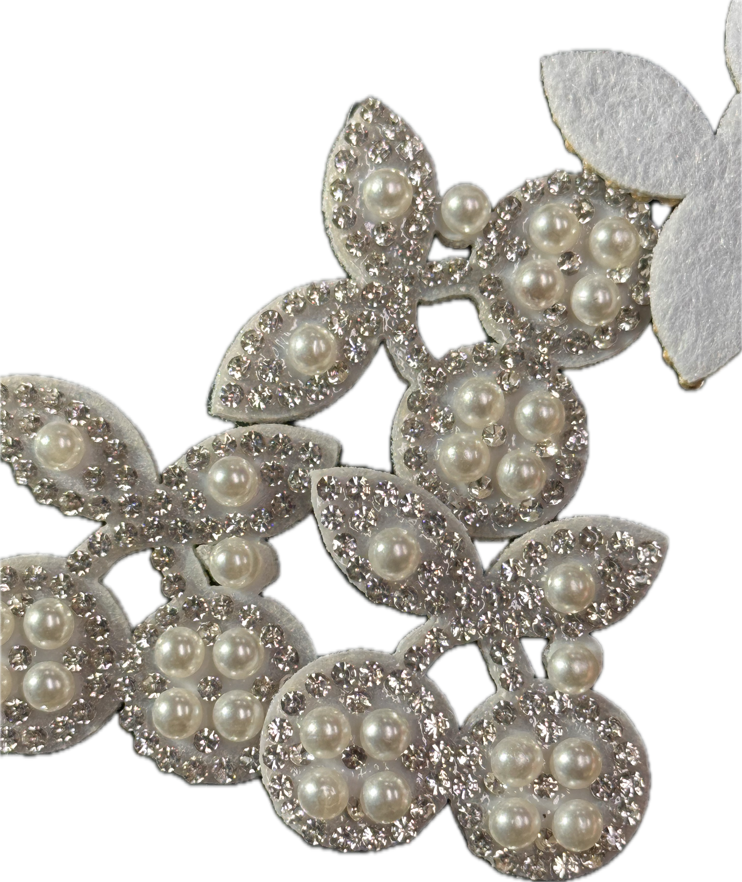 GLUE on Pearl and Rhinestone Cherries Appliques – design – Set of 5 Sparkling Embellishments for Crafts, Headbands, DIY