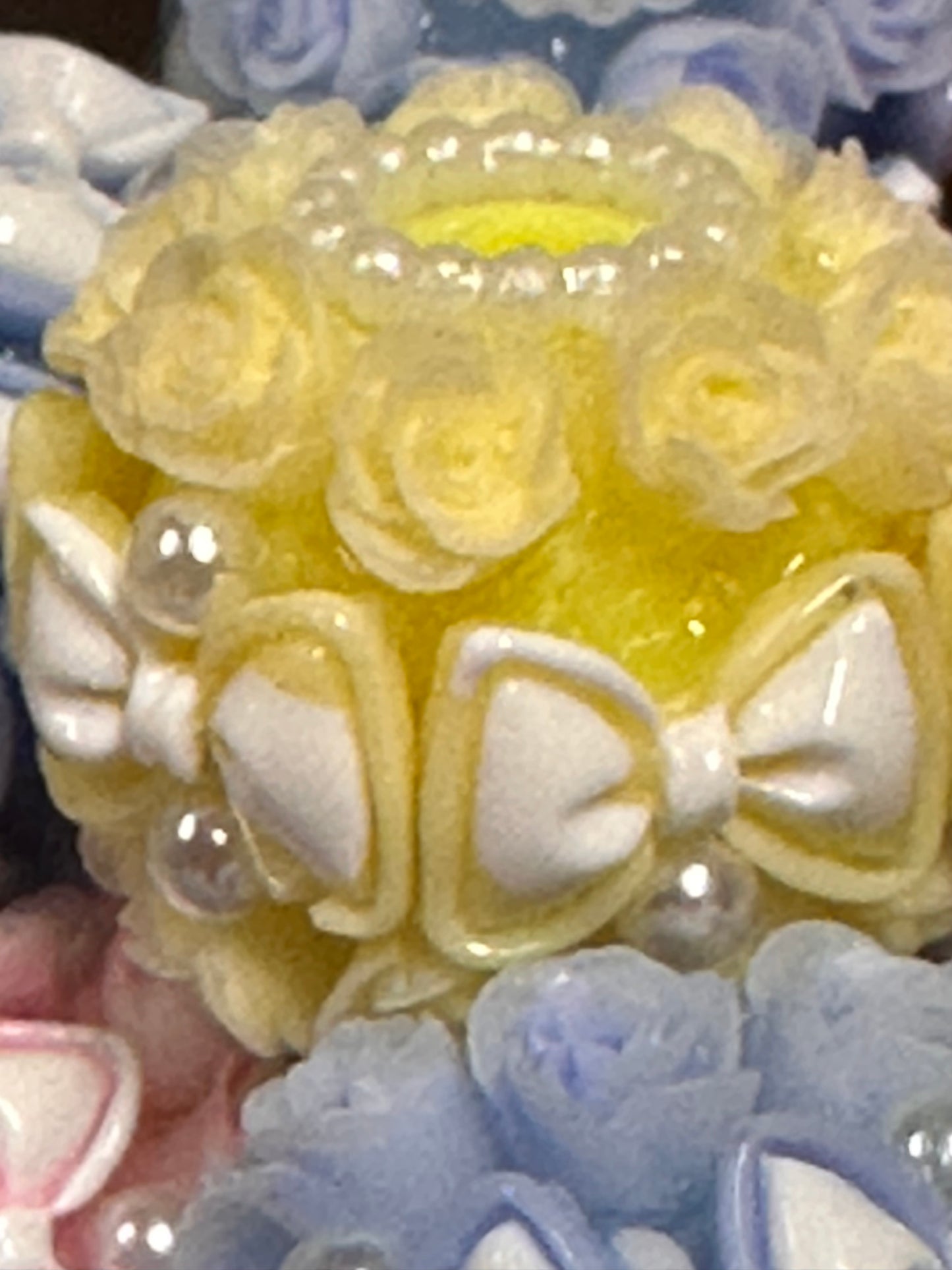 Handmade Beads – Pastel Roses and Bows with Pearls / elegant handcrafted beads/ bows and mini pearl beads/