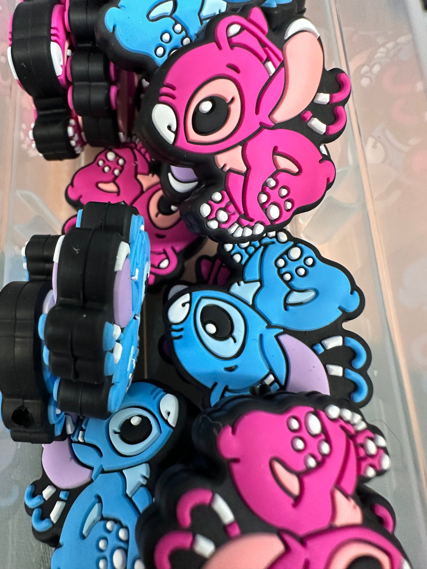 Blue guy / Focal Bead/ beadable pen/ Silicone bead/ keychain bead/ pink girl/ Ang and Stit