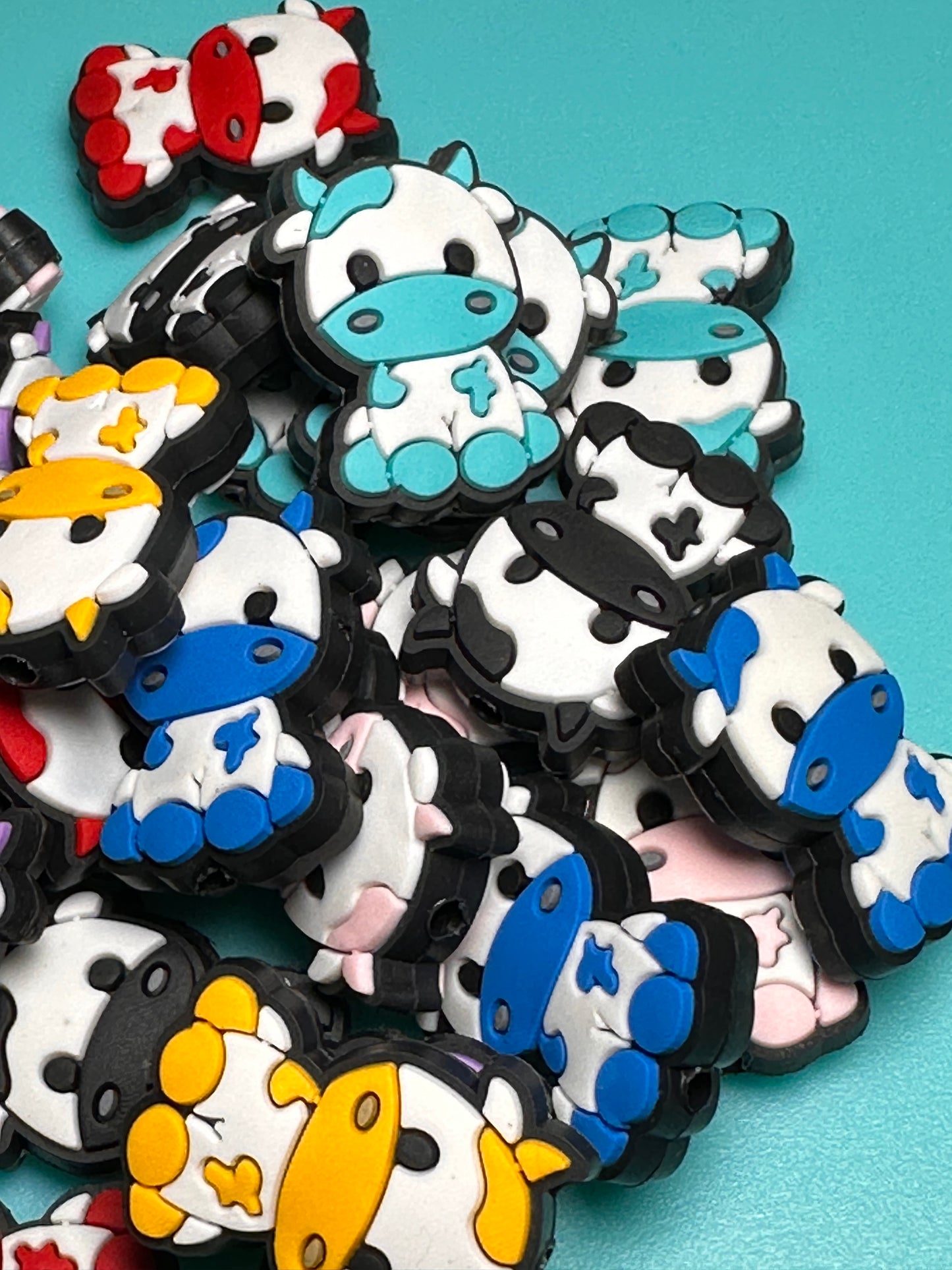 Colorful Cow Focal Bead/ beadable pen/ Silicone bead/ keychain bead/