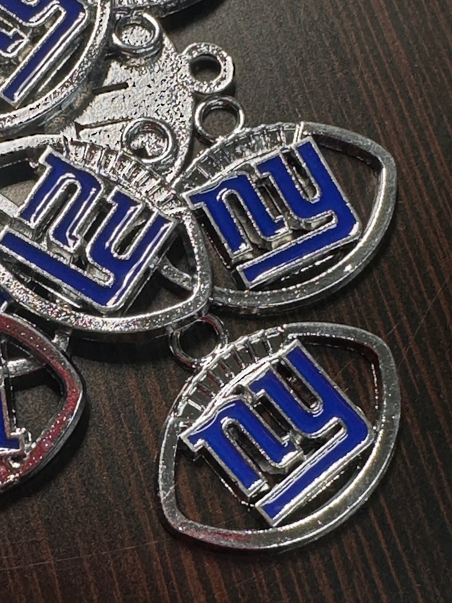 Enameled metal charms/ NY Giants pendant/ DIY charm bracelet/ DIY necklace