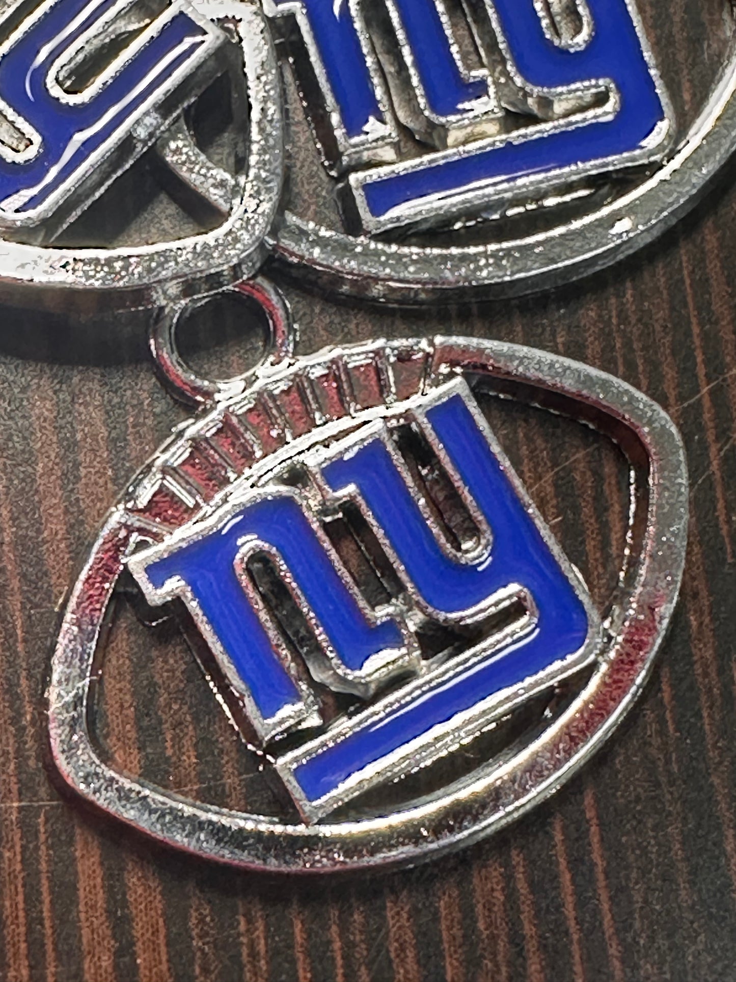Enameled metal charms/ NY Giants pendant/ DIY charm bracelet/ DIY necklace