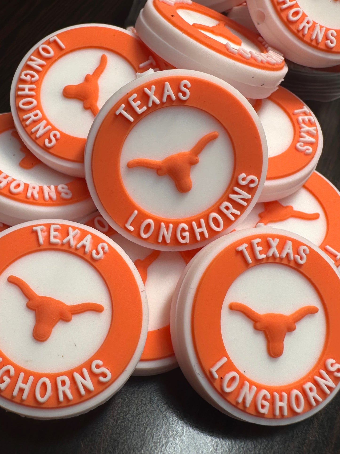 Texas Longhorns focal beads/ NFL /Focal Bead/ beadable pen/ Round Silicone bead/ keychain bead / Football/