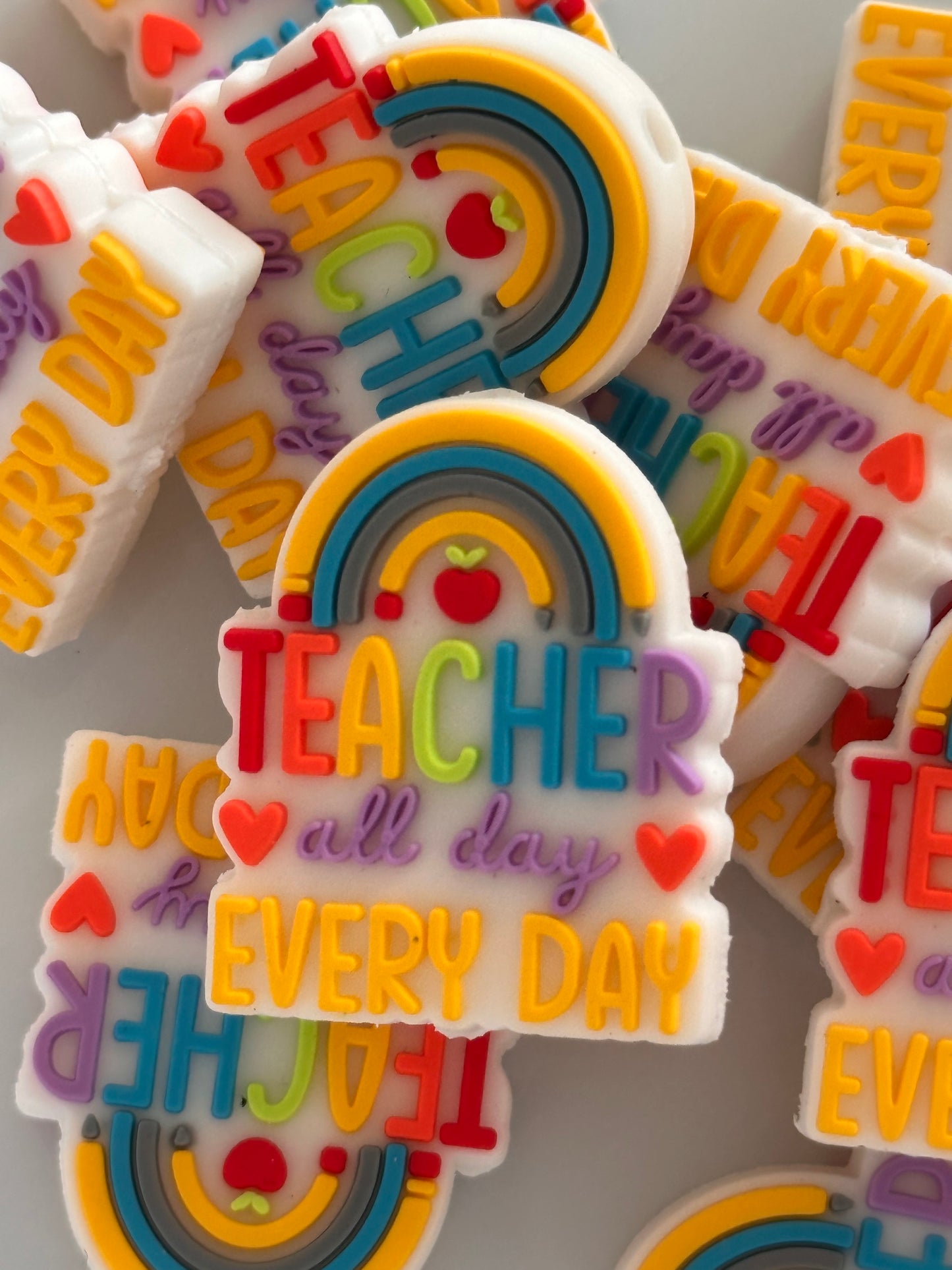 Teacher Focal Bead/ beadable pen/ Silicone bead/ keychain bead/ teach/ #6