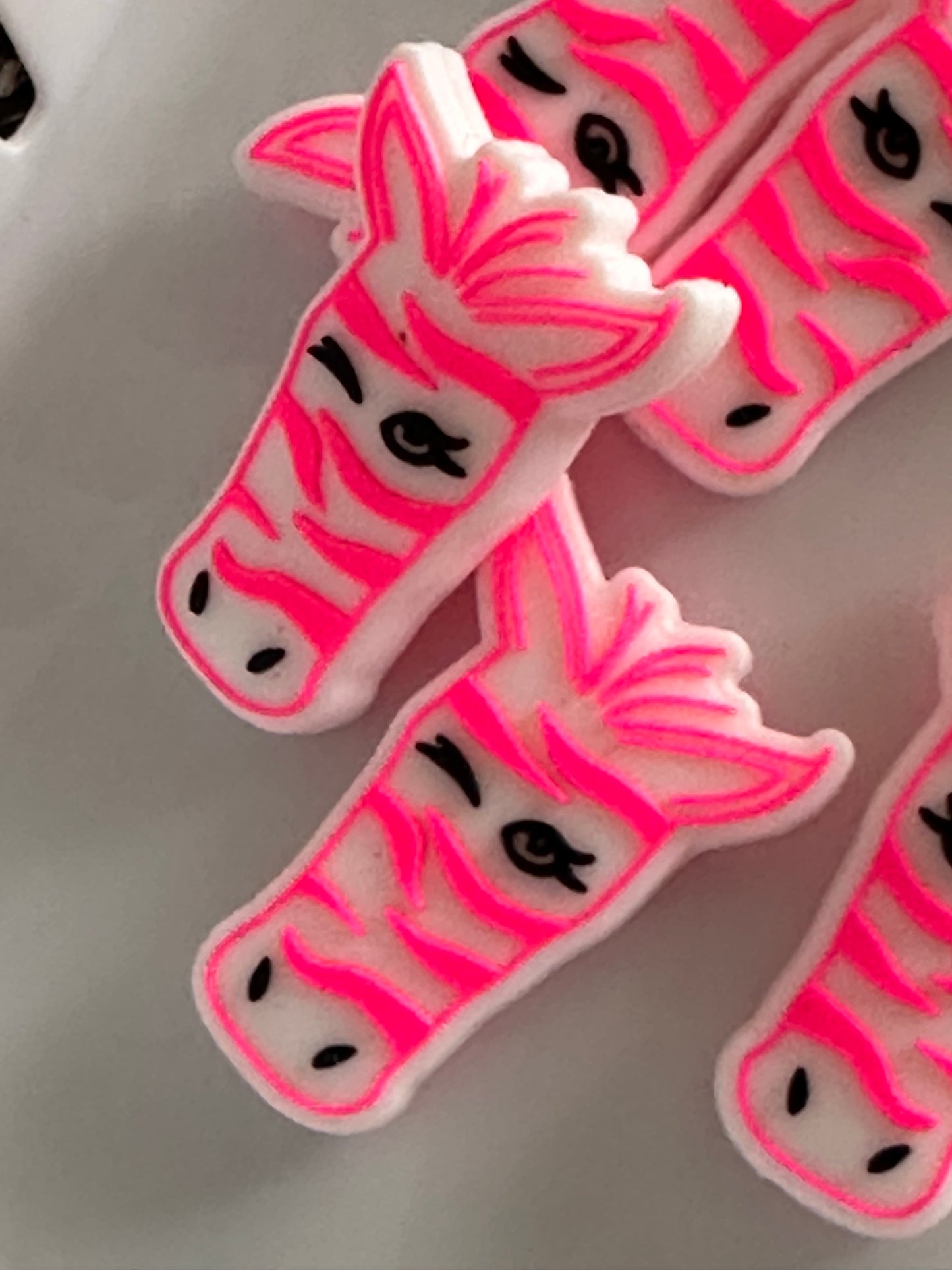 Pink Zebra striped focal bead / zoo