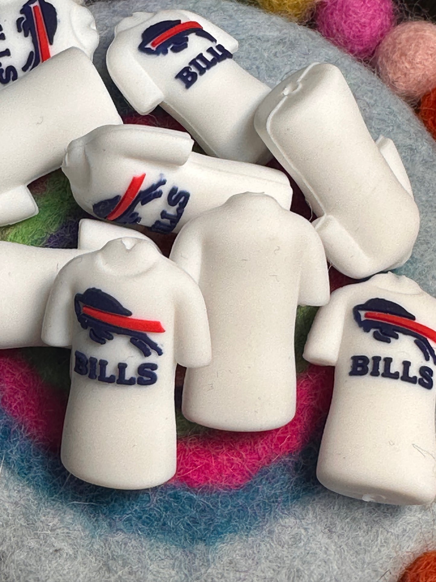 3D football jersey shaped Buffalo Bills focal bead