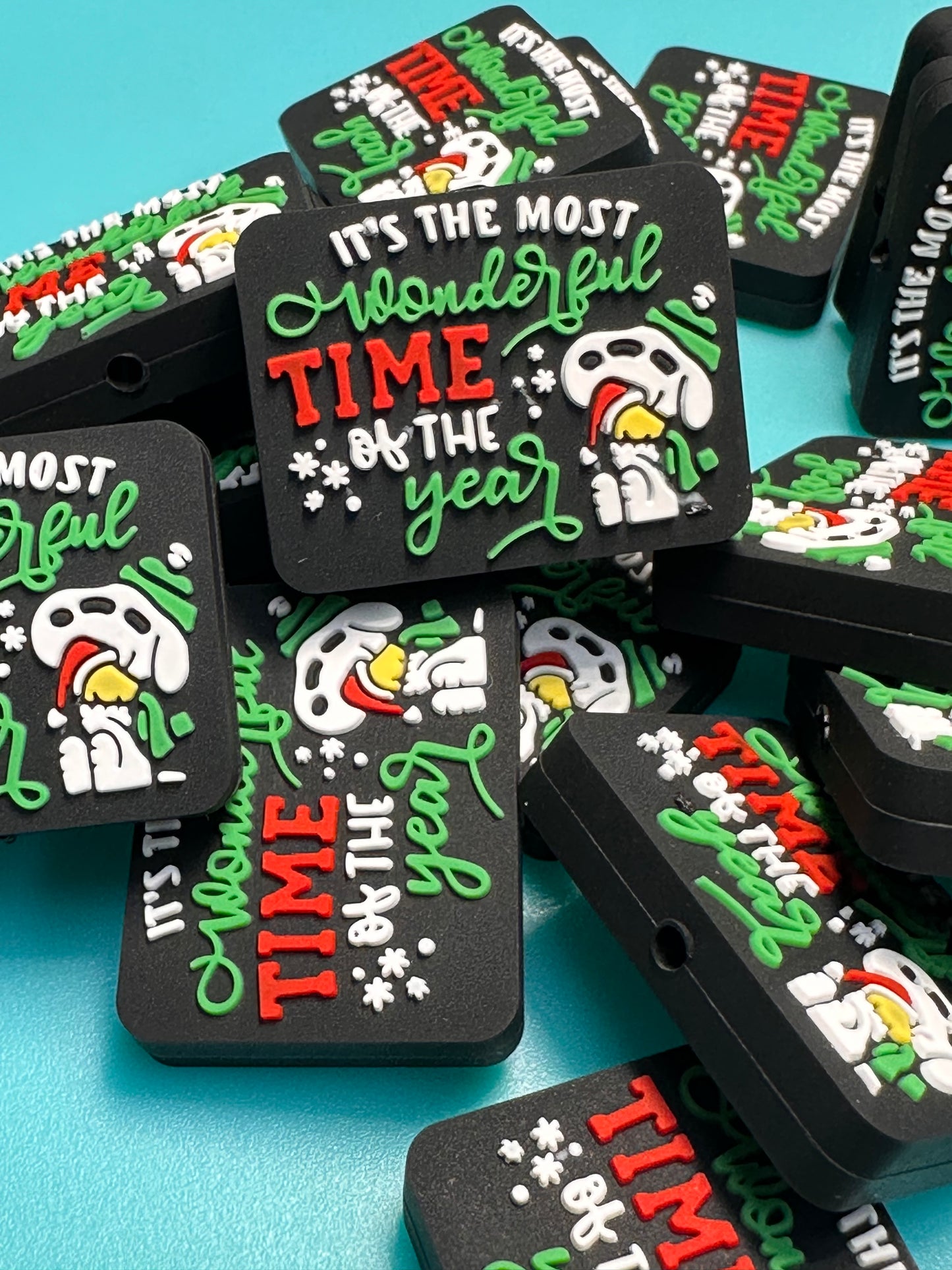 The most wonderful time Focal Bead/ beadable pen/ Silicone bead/ keychain bead/Christmas