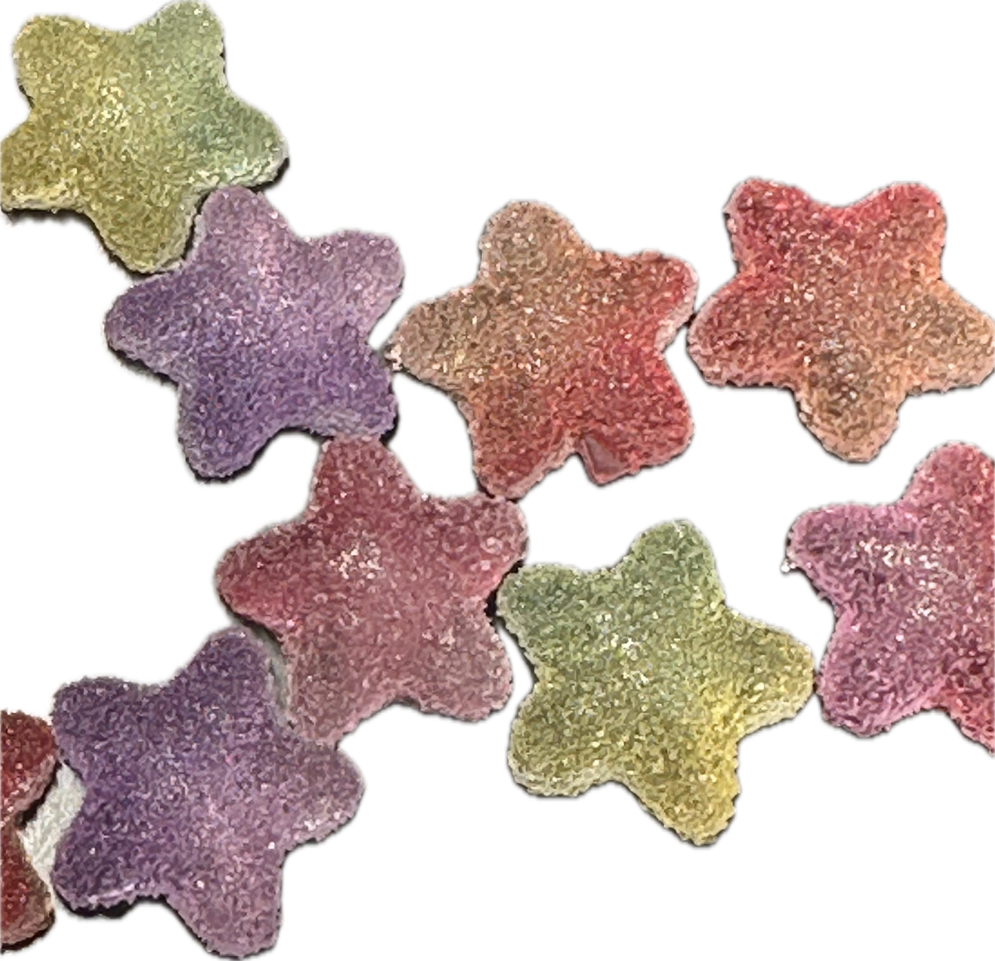 Set of 5 Glue On Resin Sugar Star Charms – Flat Back Embellishments for DIY Crafts